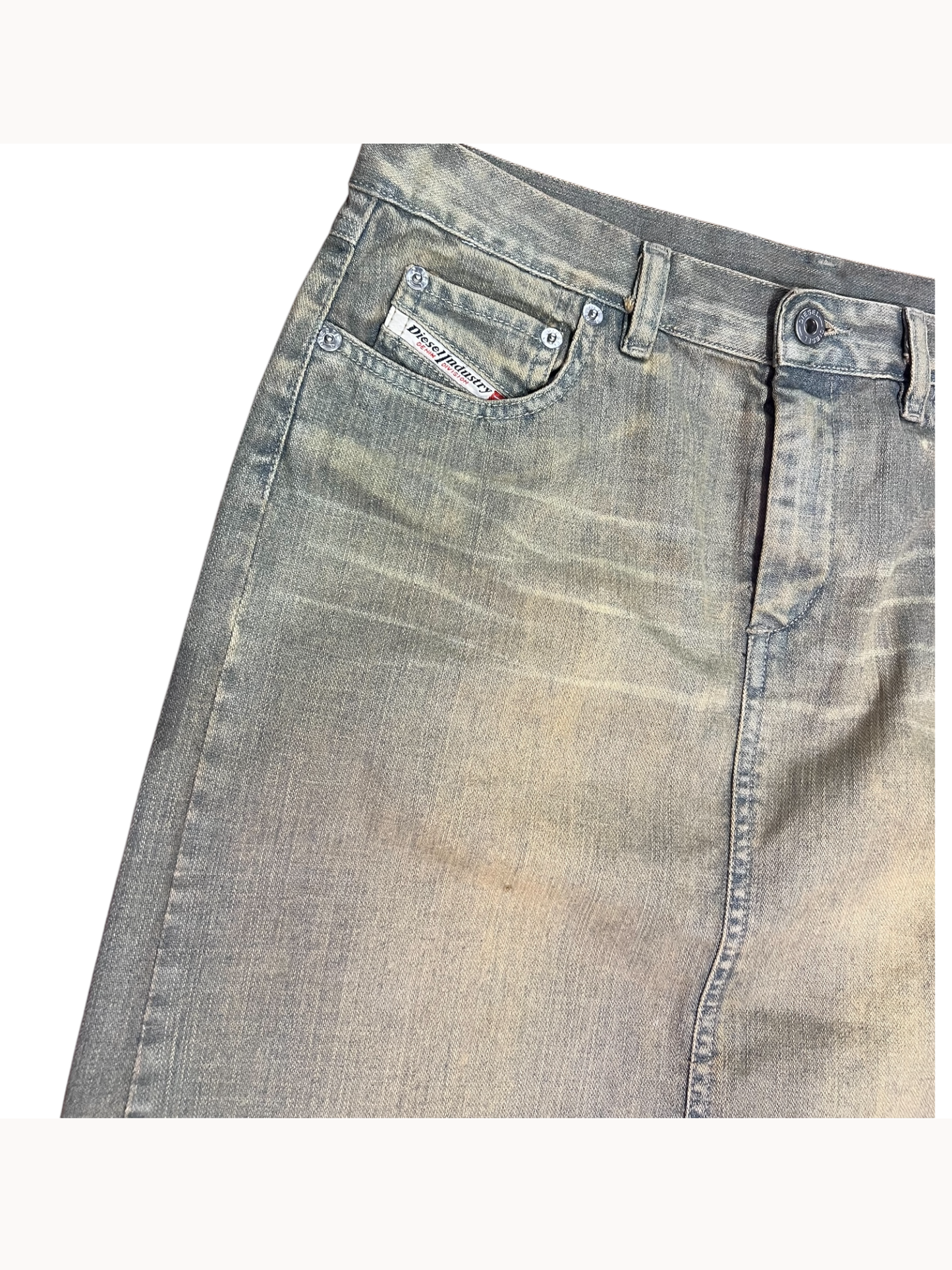 Diesel Y2K Green Wash Denim Skirt