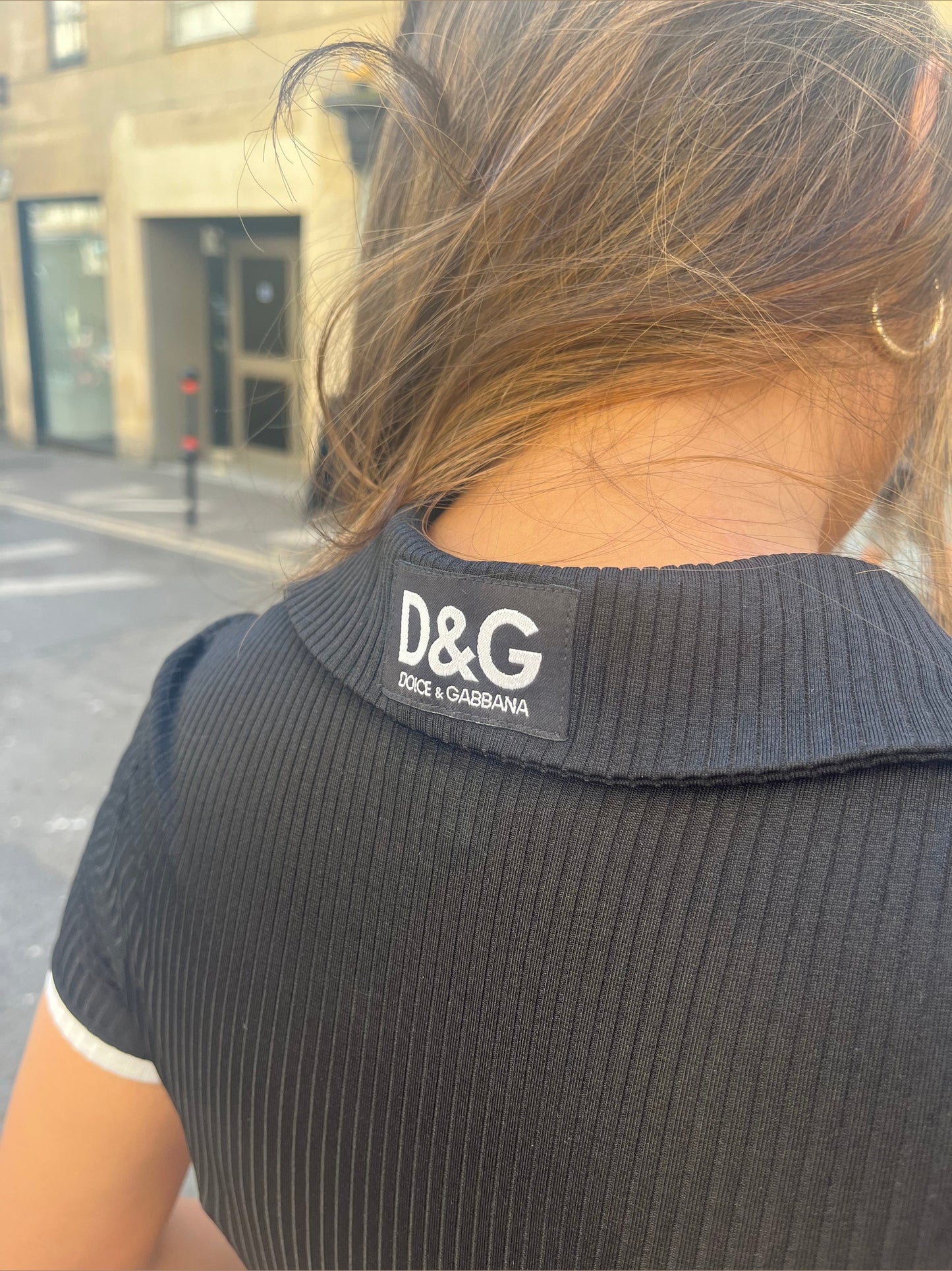 Dolce & Gabbana Black Mesh Collared Top