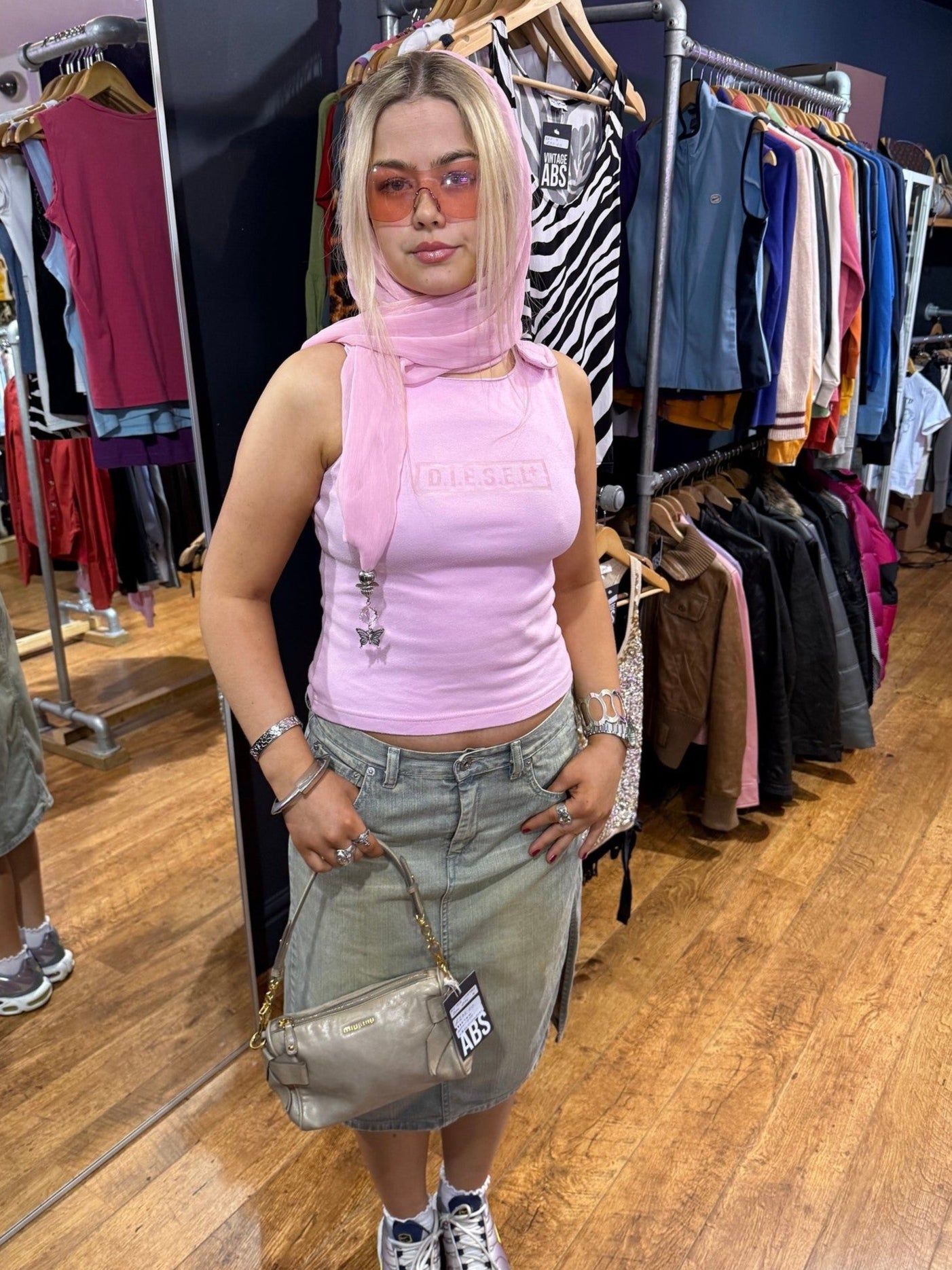 Diesel Y2K Green Wash Denim Skirt