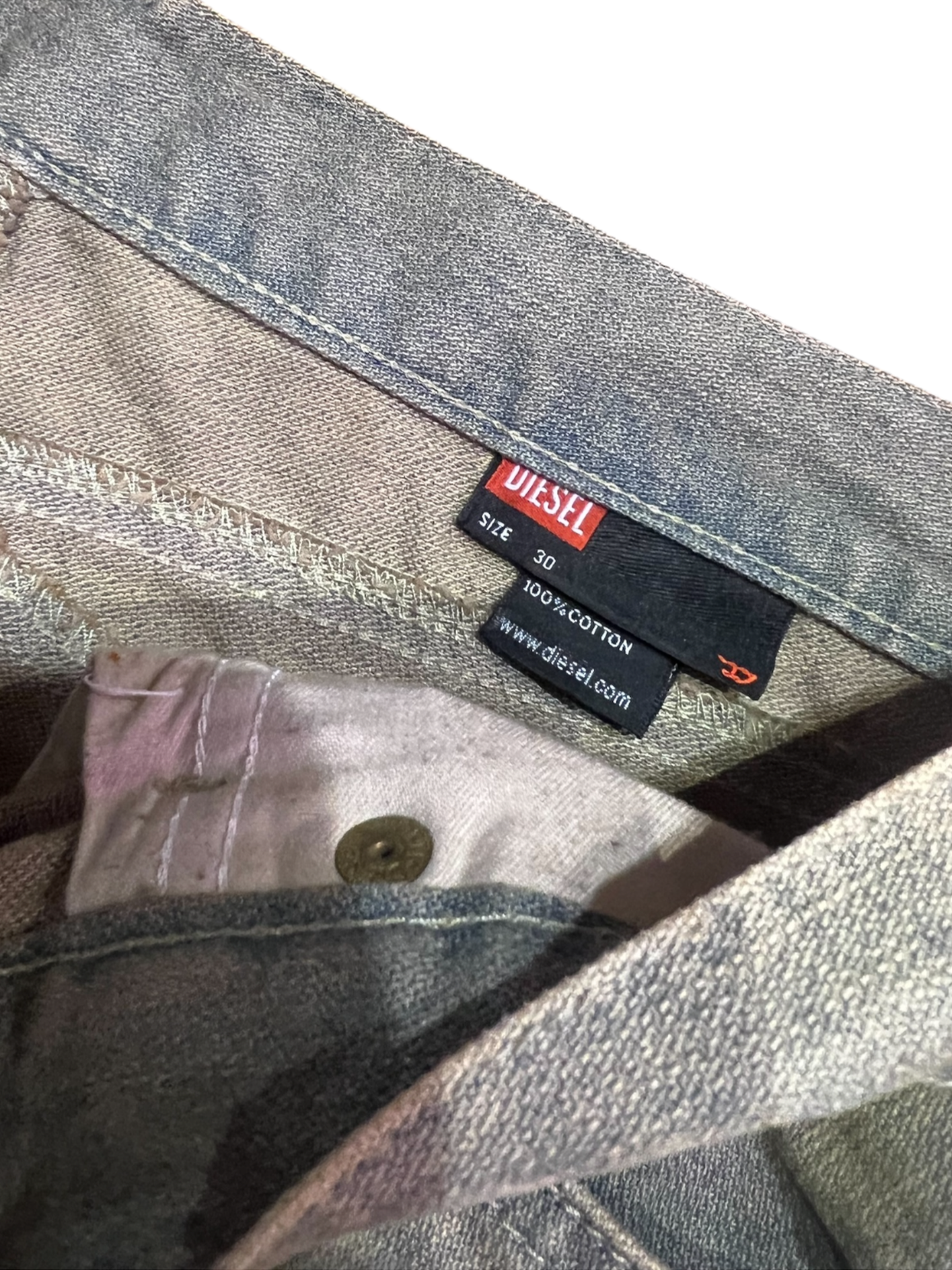 Diesel Y2K Green Wash Denim Skirt