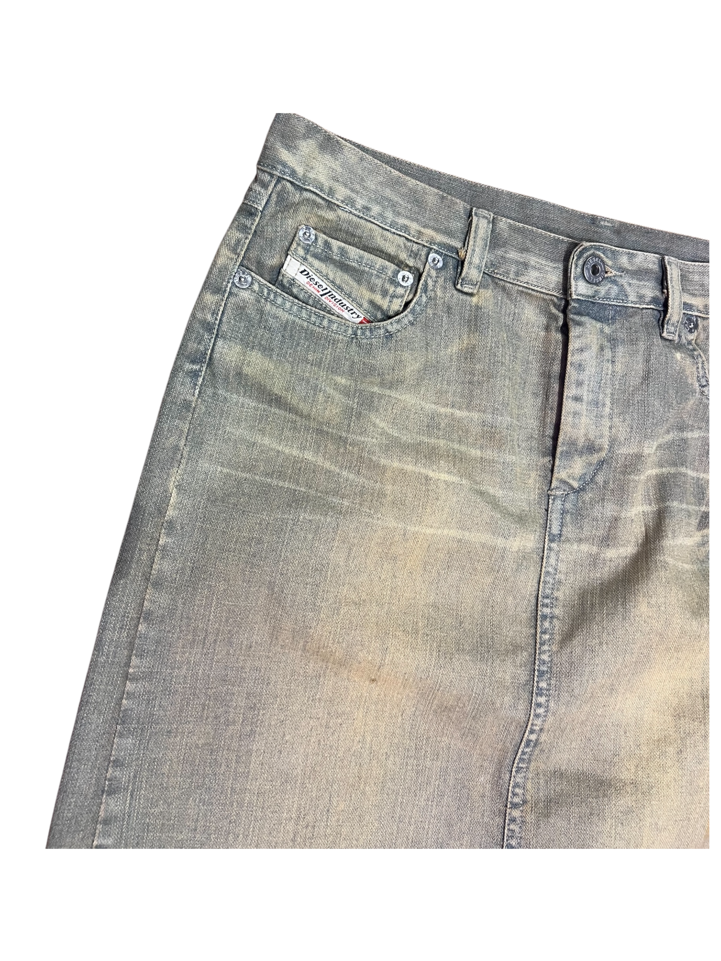 Diesel Y2K Green Wash Denim Skirt