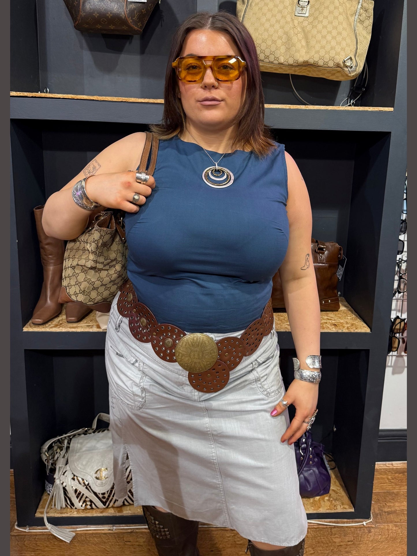 ELLE Blue Popper Top