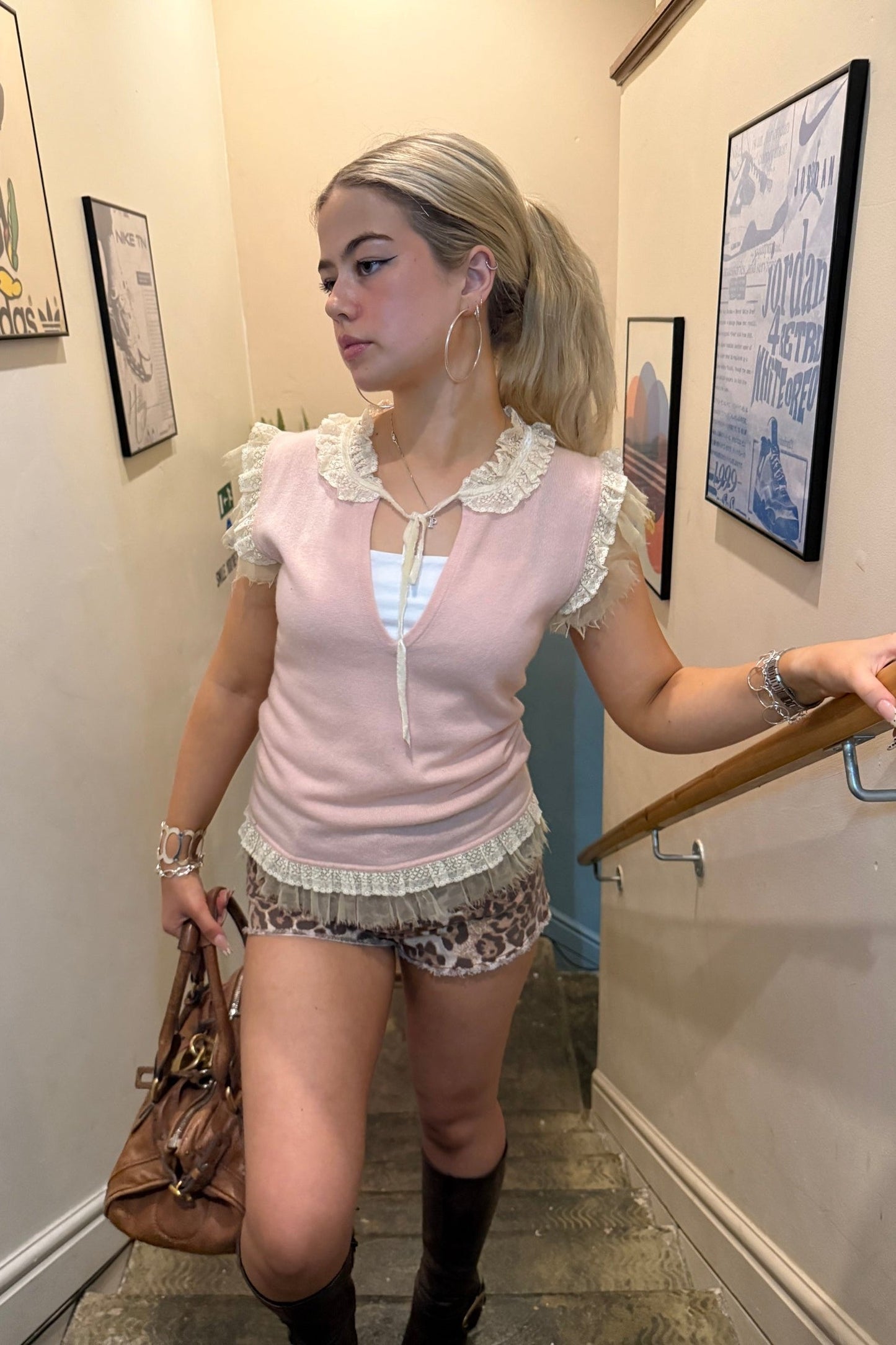 Juicy Couture Cashmere Lace Trim Knit