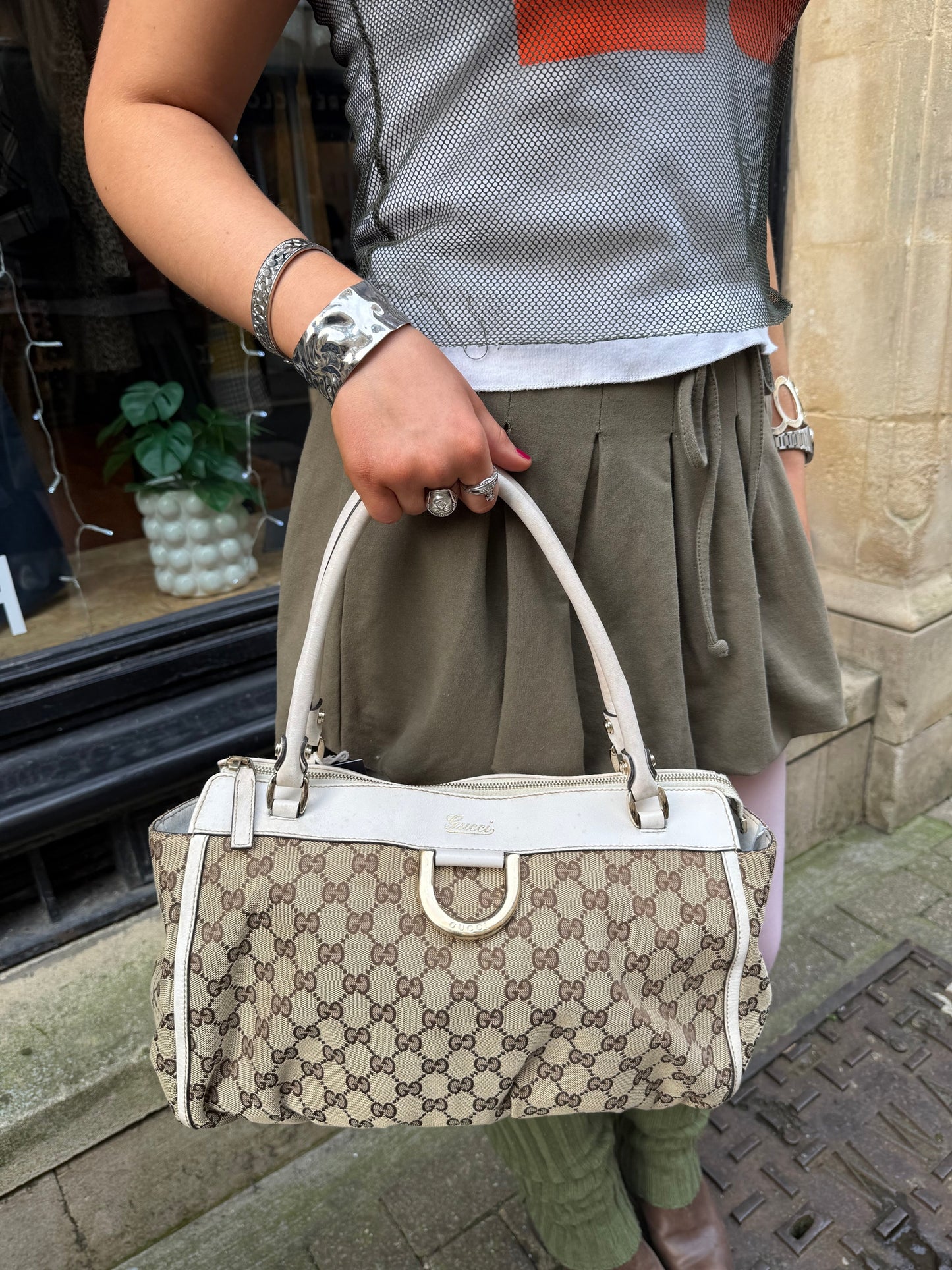 Gucci Leather & Canvas Abbey Shoulder Bag