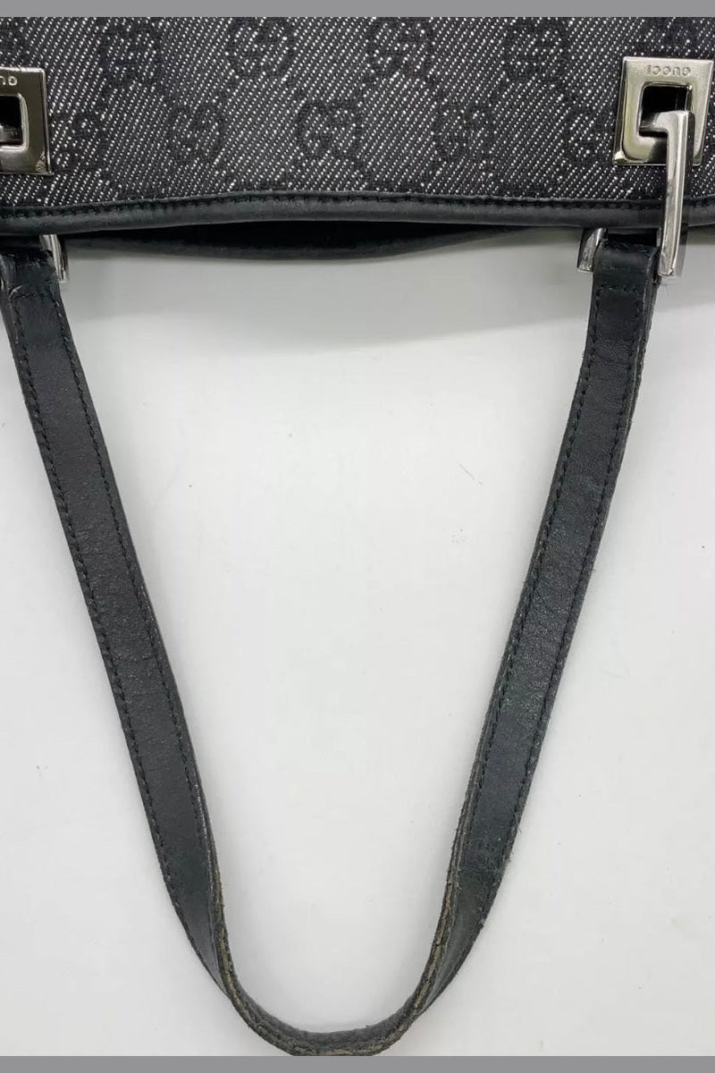 Gucci Leather & Canvas Grey & Black Shoulder Bag