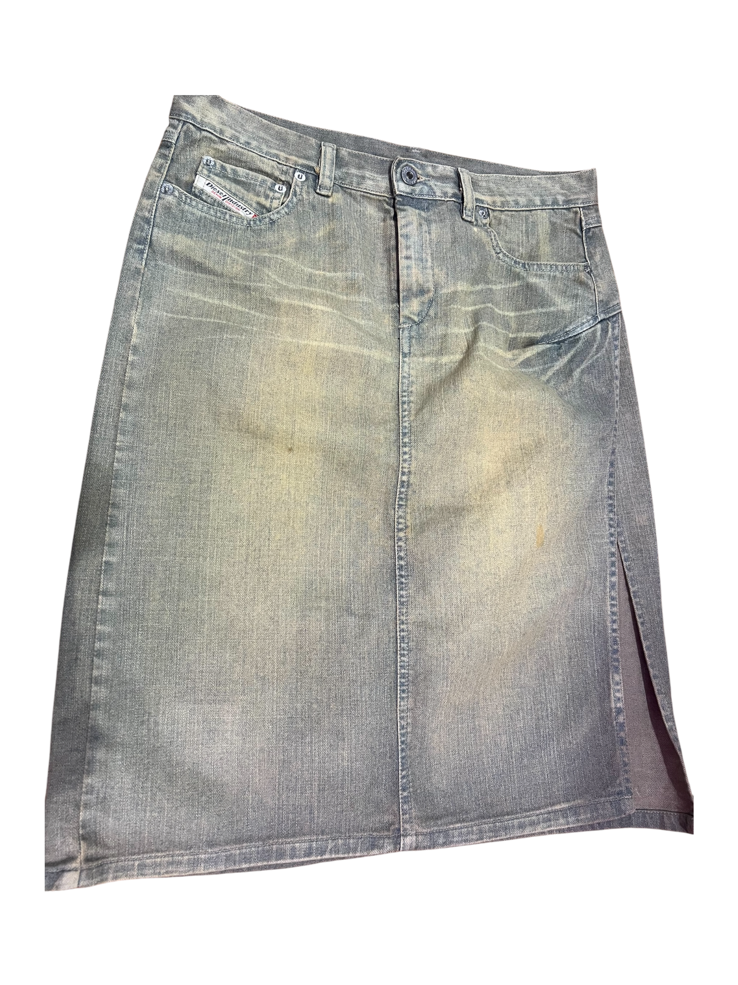 Diesel Y2K Green Wash Denim Skirt