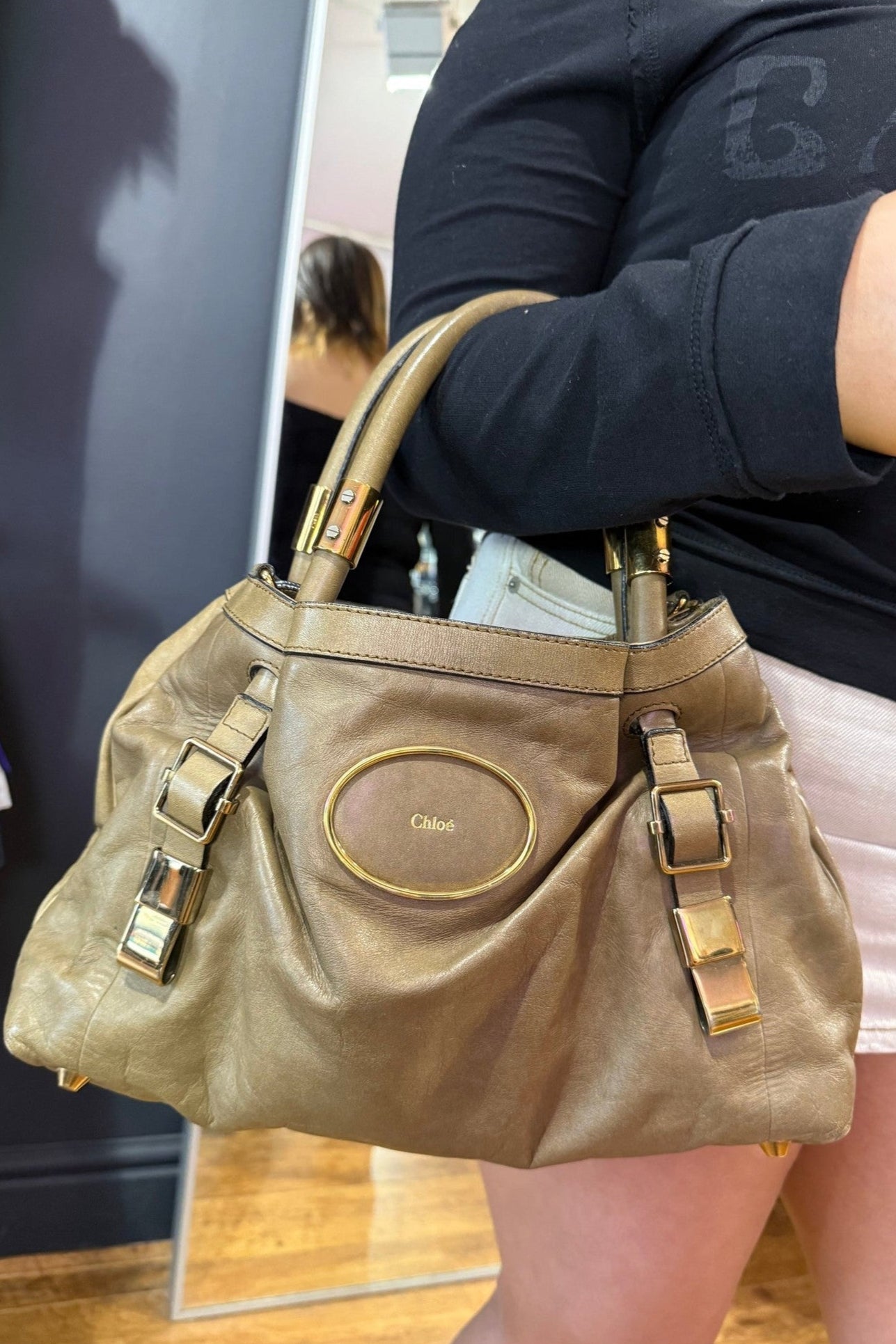 Chloe Beige Victoria 2-Way Handbag