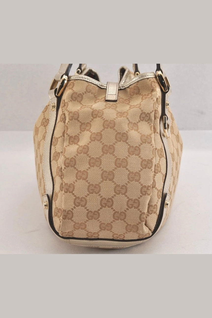 Gucci Abbey Leather & Canvas Shoulder Bag