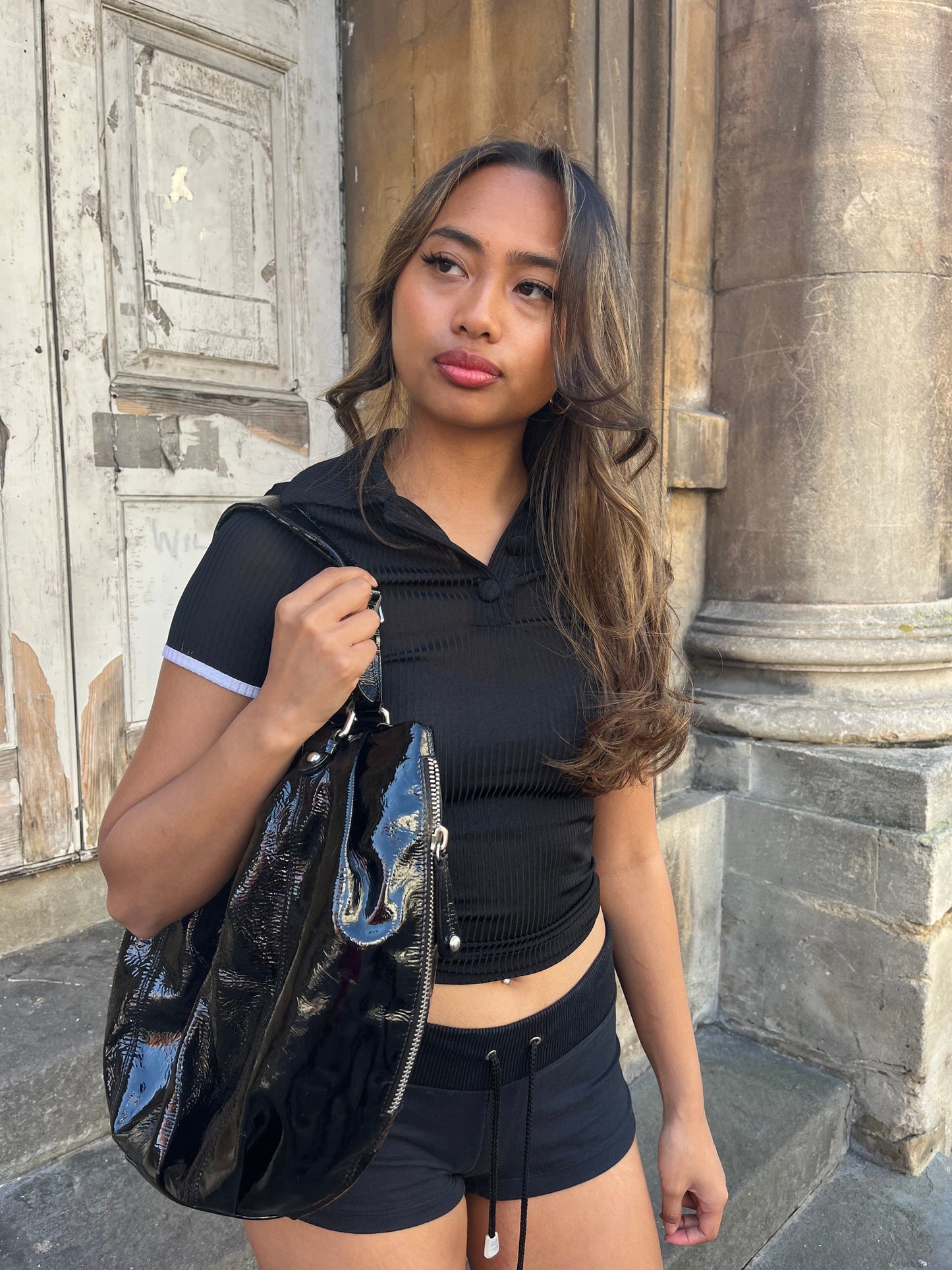 Dolce & Gabbana Black Mesh Collared Top