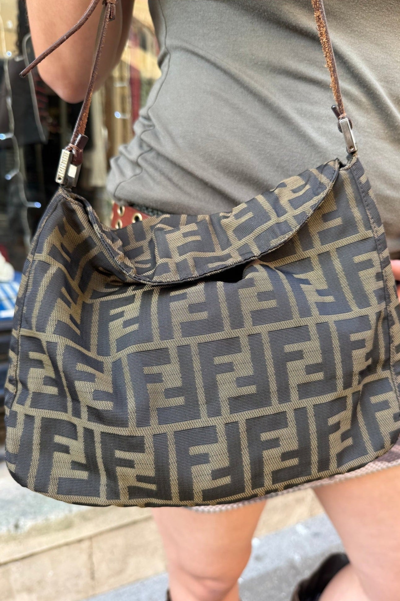 Fendi Zucca Baguette Shoulder Bag