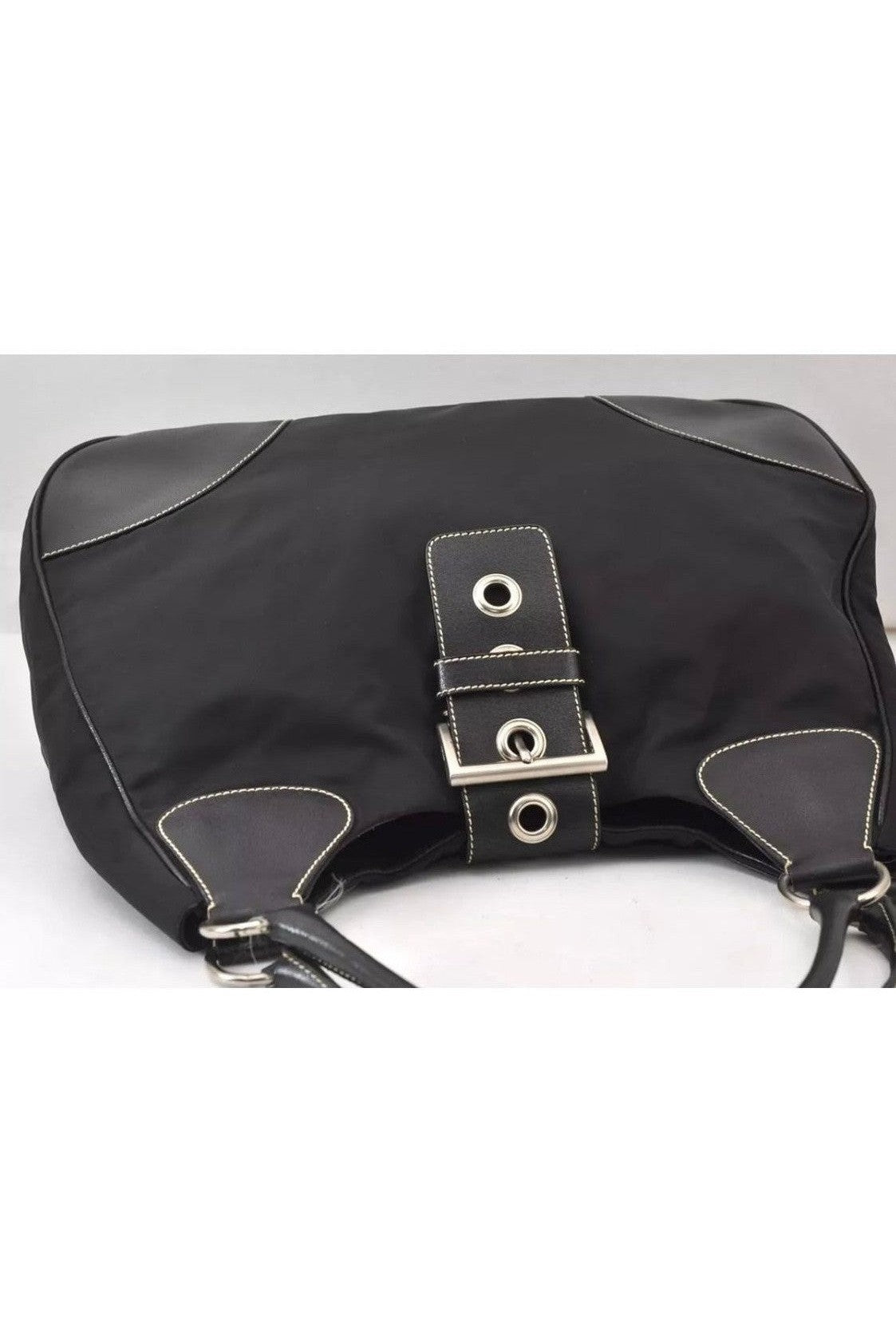 Prada Nylon & Leather Moon Large Shoulder Bag