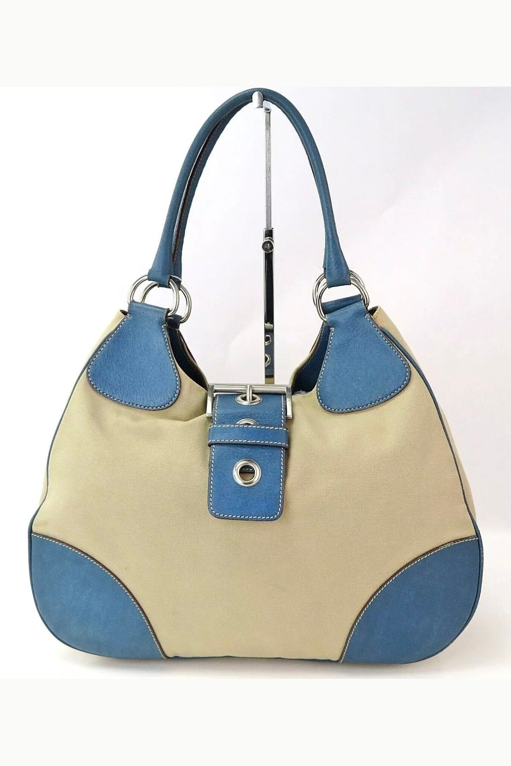 Prada Nylon & Leather Moon Large Shoulder Bag