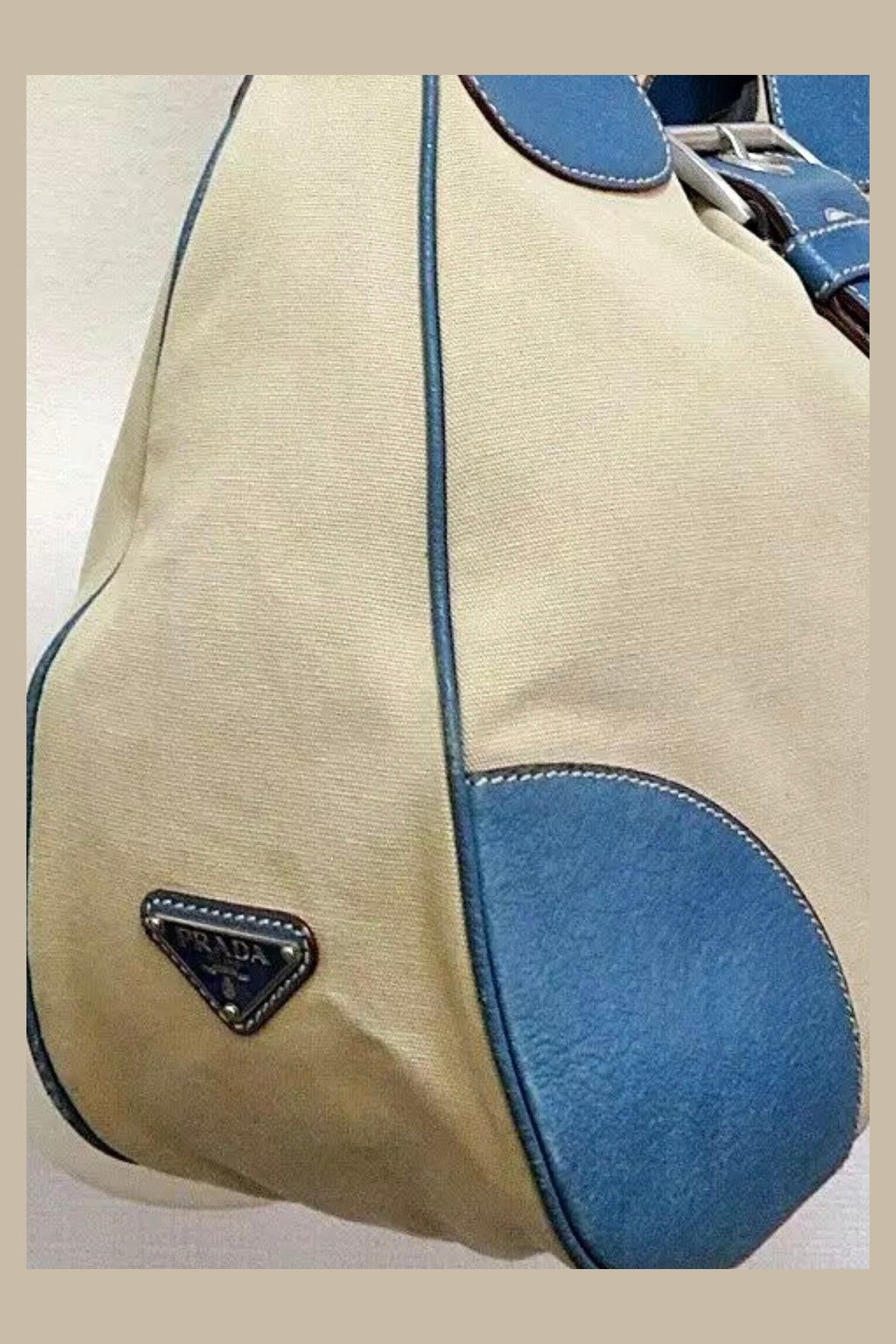 Prada Nylon & Leather Moon Large Shoulder Bag