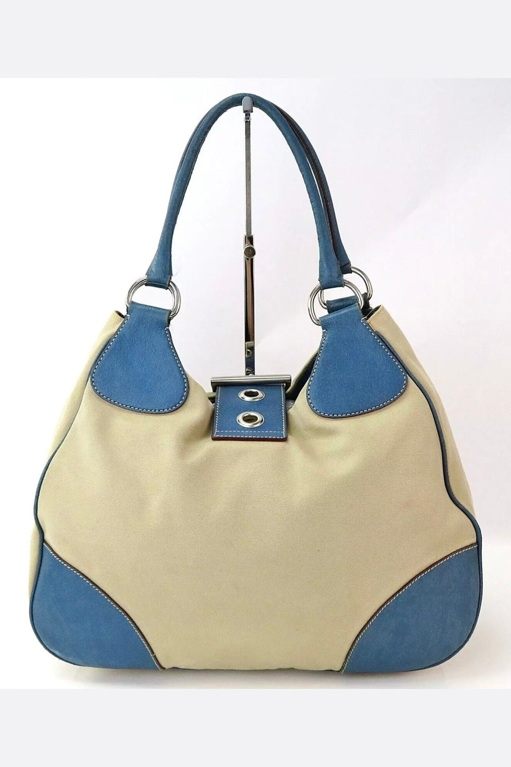 Prada Nylon & Leather Moon Large Shoulder Bag