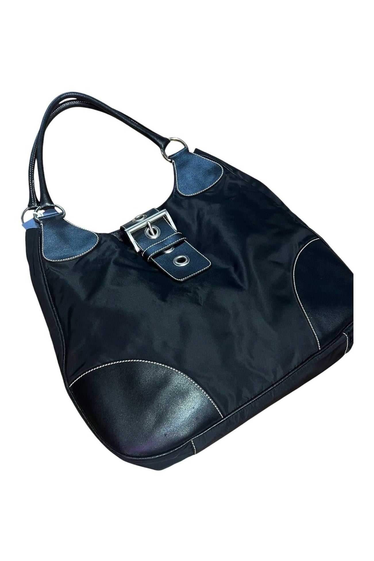 Prada Nylon & Leather Moon Large Shoulder Bag