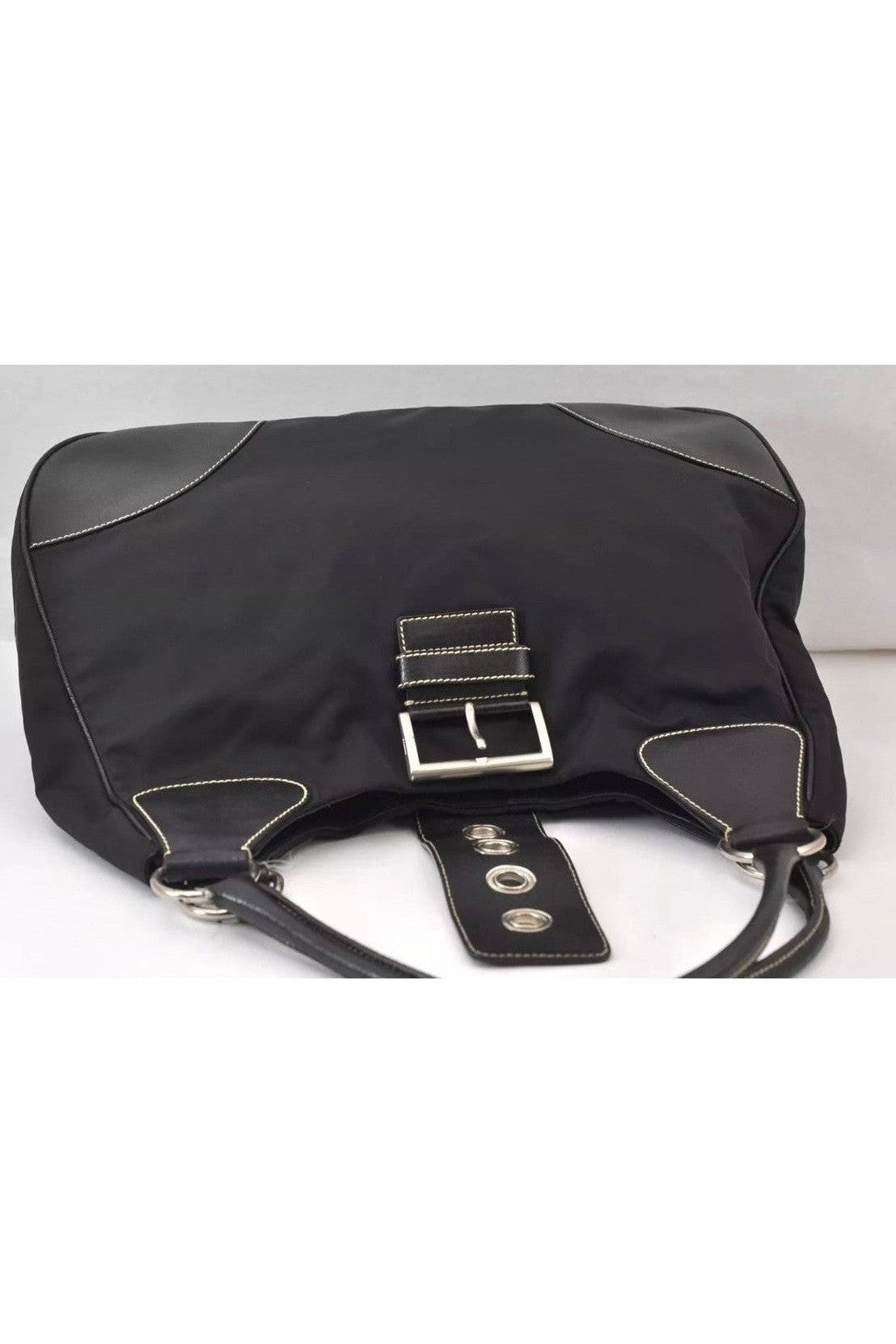 Prada Nylon & Leather Moon Large Shoulder Bag