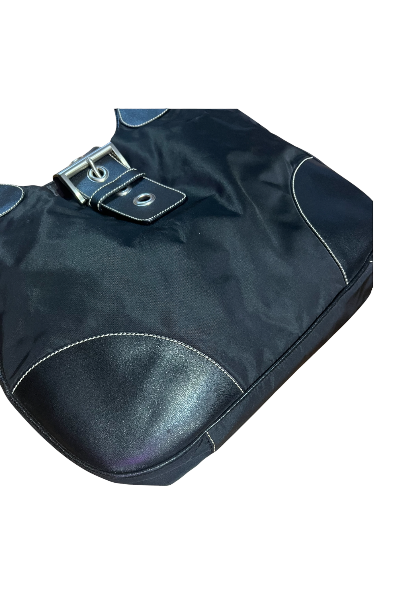 Prada Nylon & Leather Moon Large Shoulder Bag