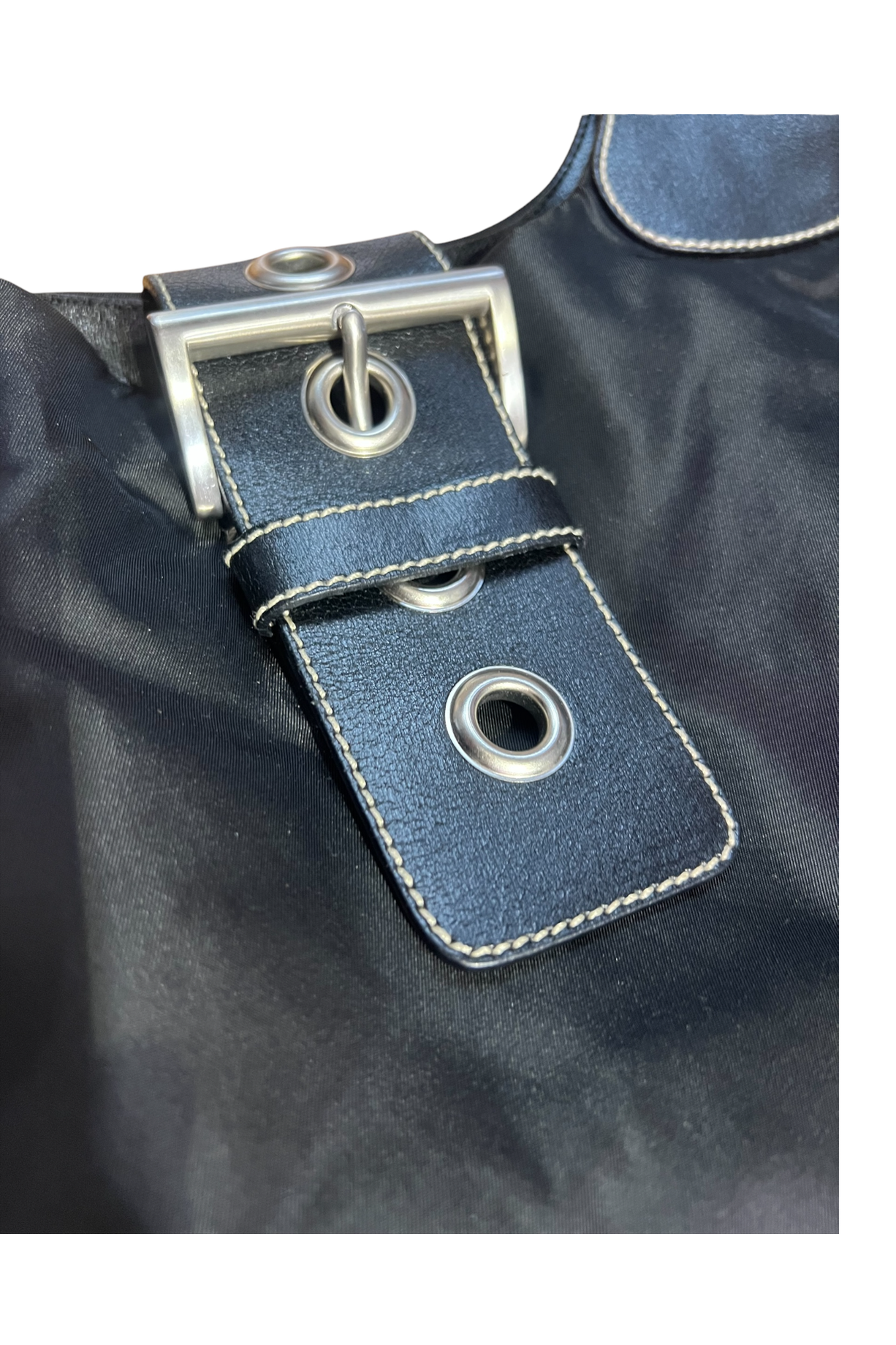 Prada Nylon & Leather Moon Large Shoulder Bag