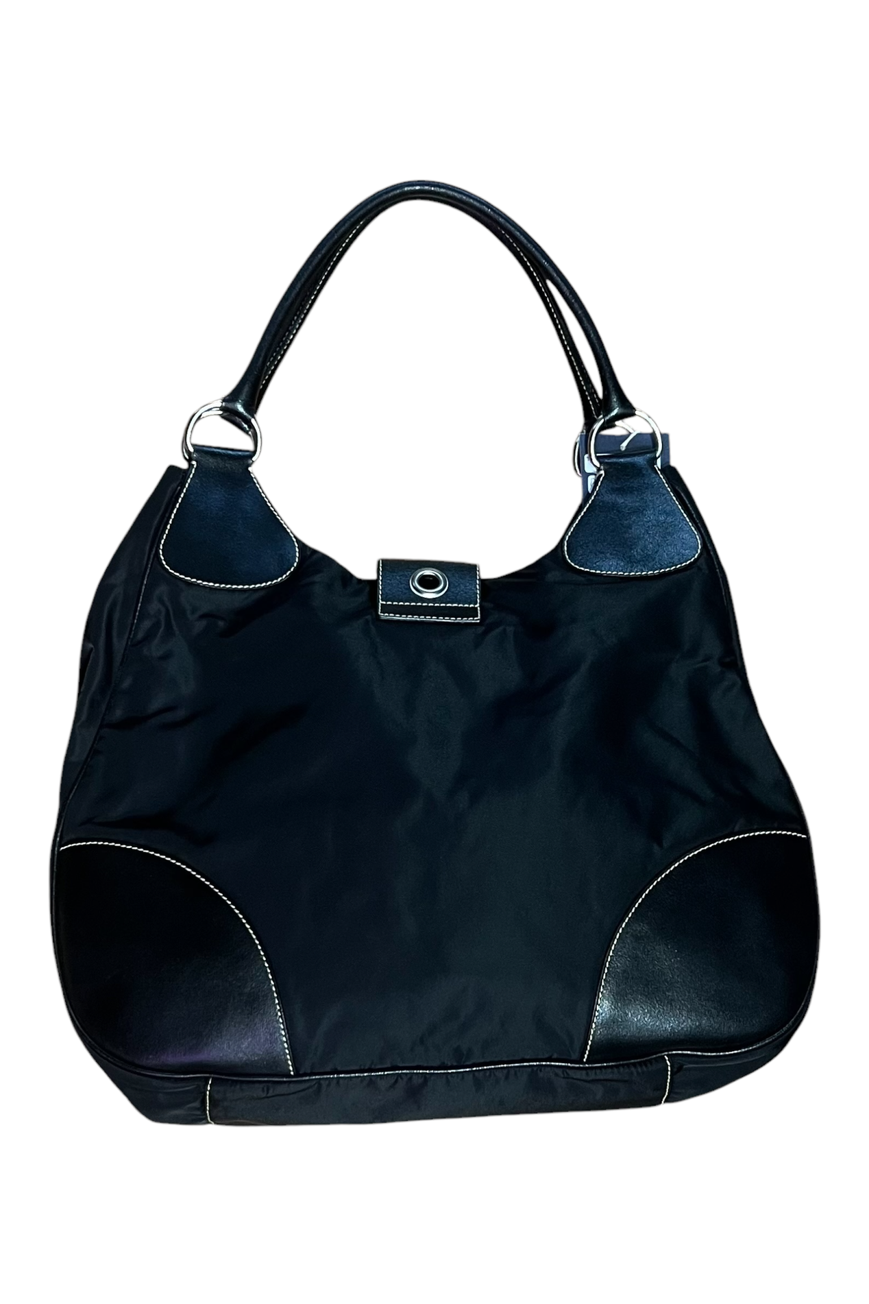Prada Nylon & Leather Moon Large Shoulder Bag