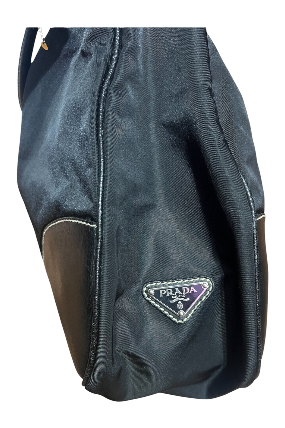 Prada Nylon & Leather Moon Large Shoulder Bag