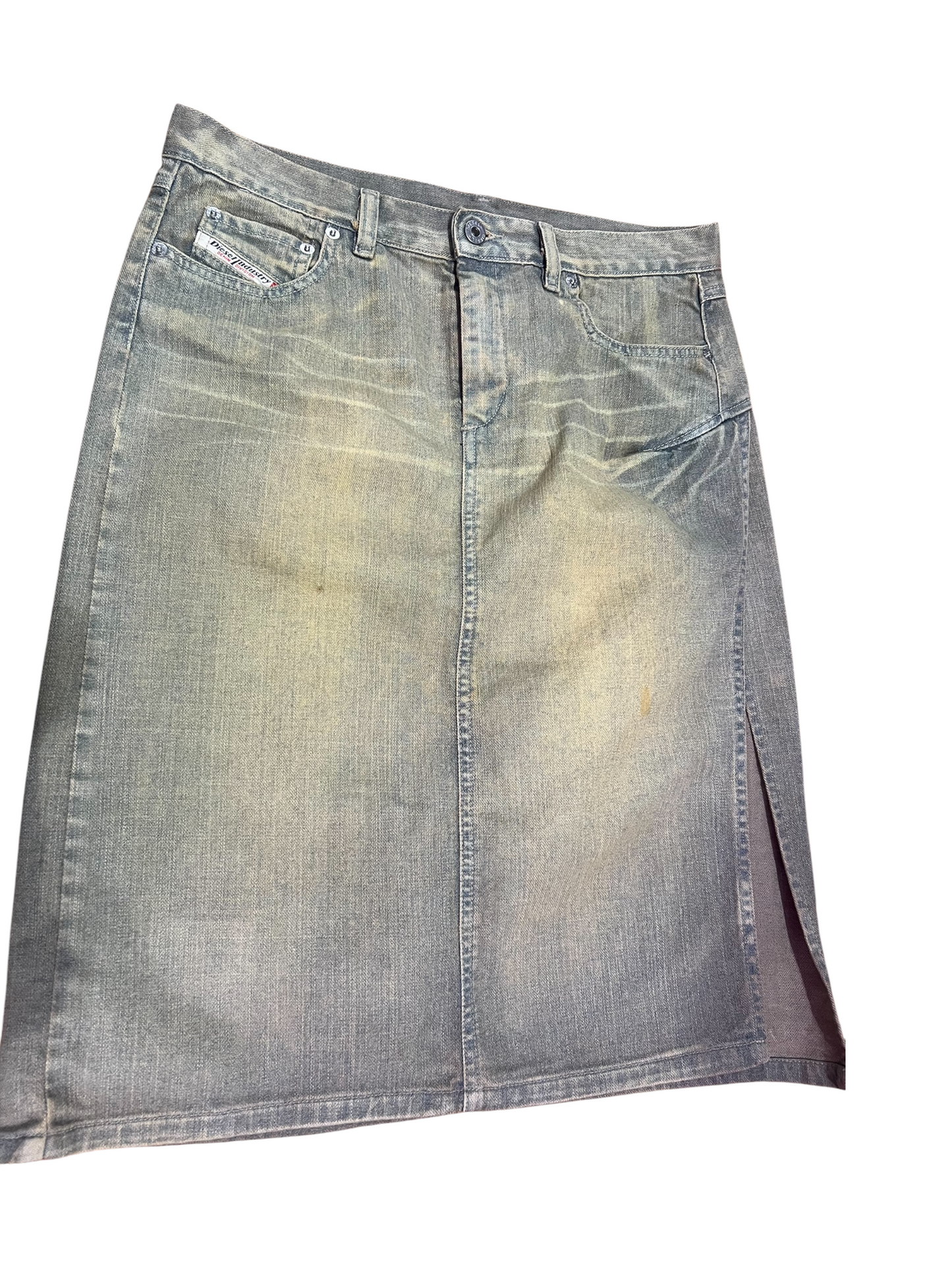 Diesel Y2K Green Wash Denim Skirt