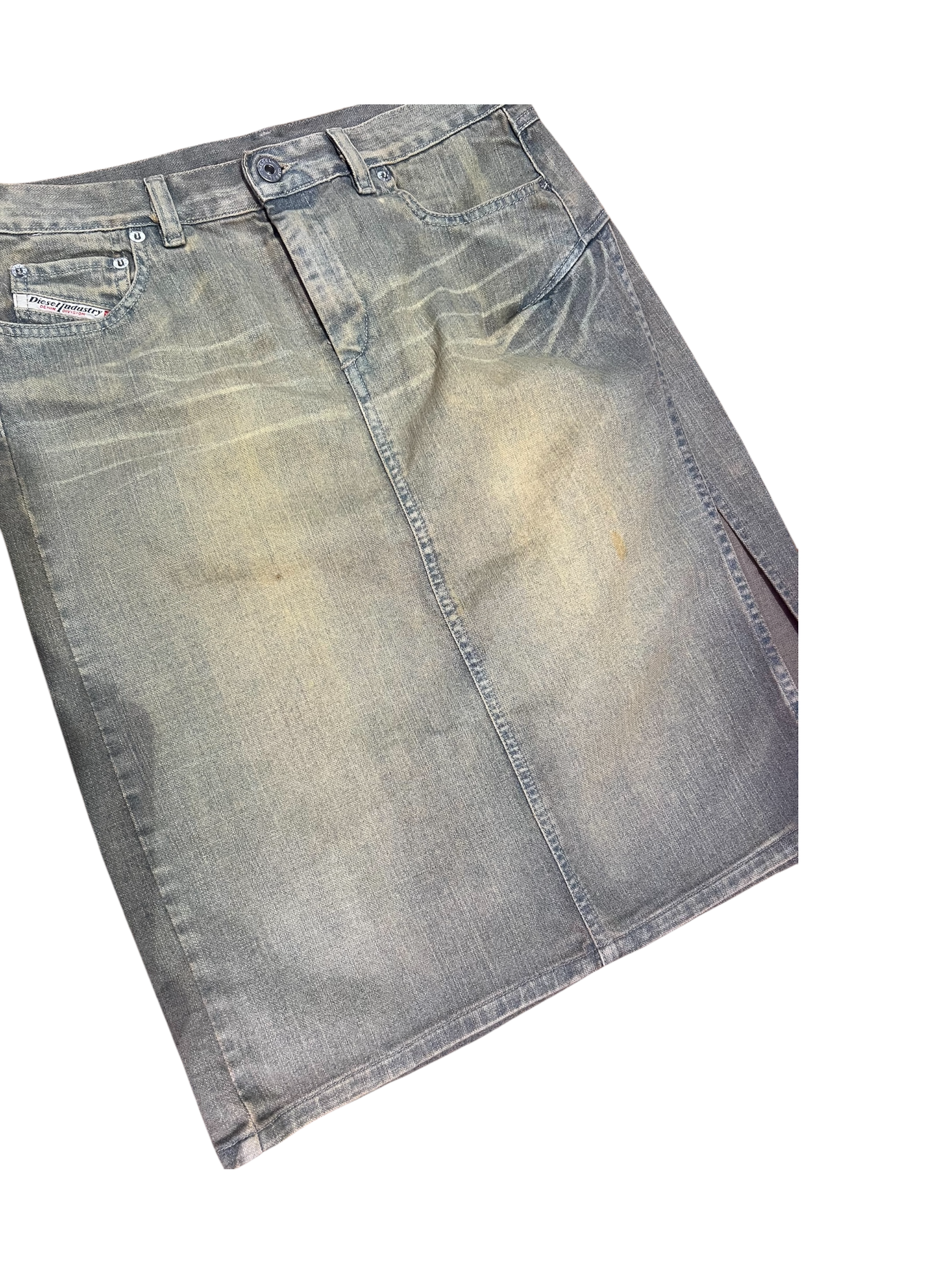 Diesel Y2K Green Wash Denim Skirt