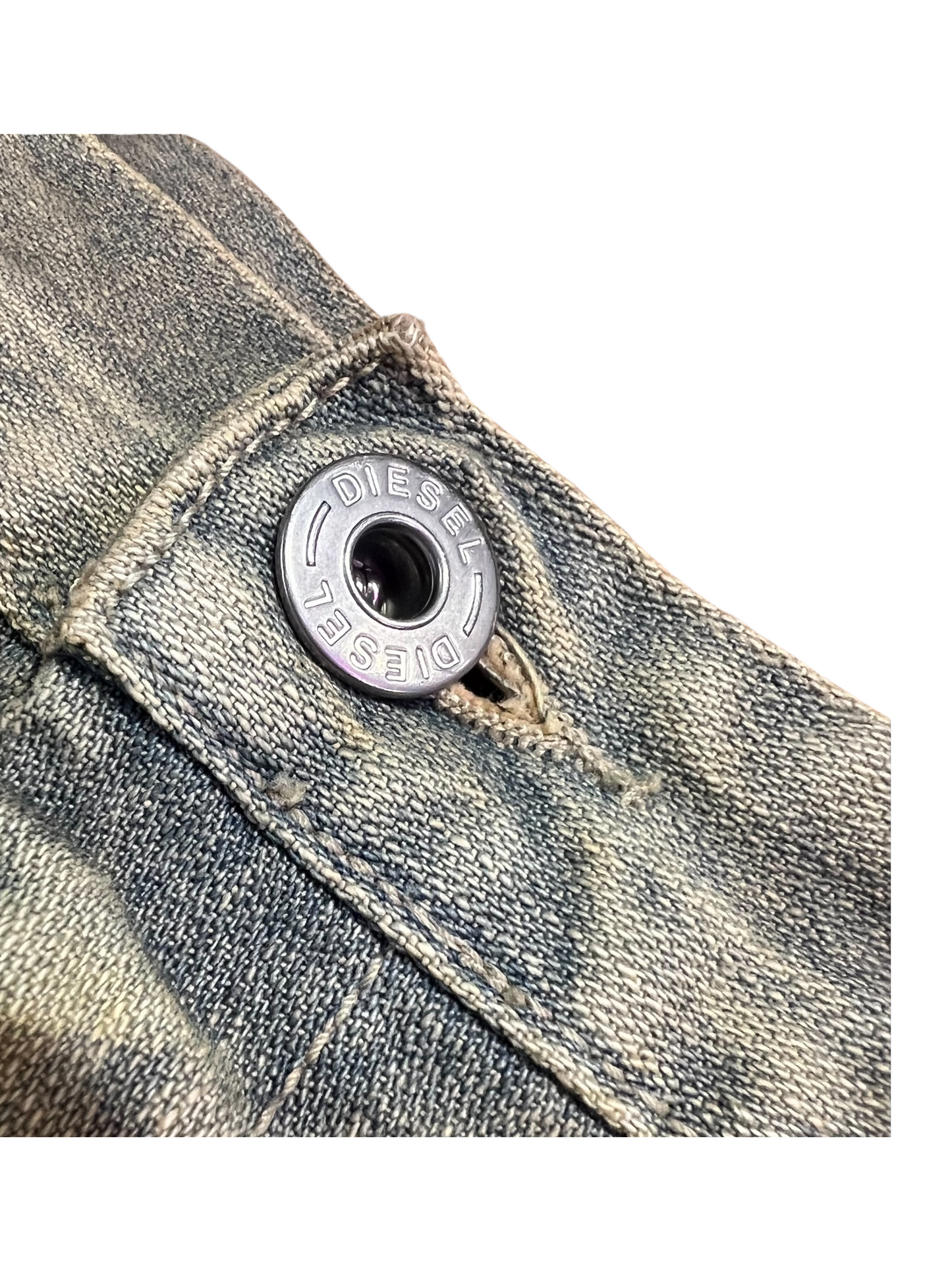 Diesel Y2K Green Wash Denim Skirt