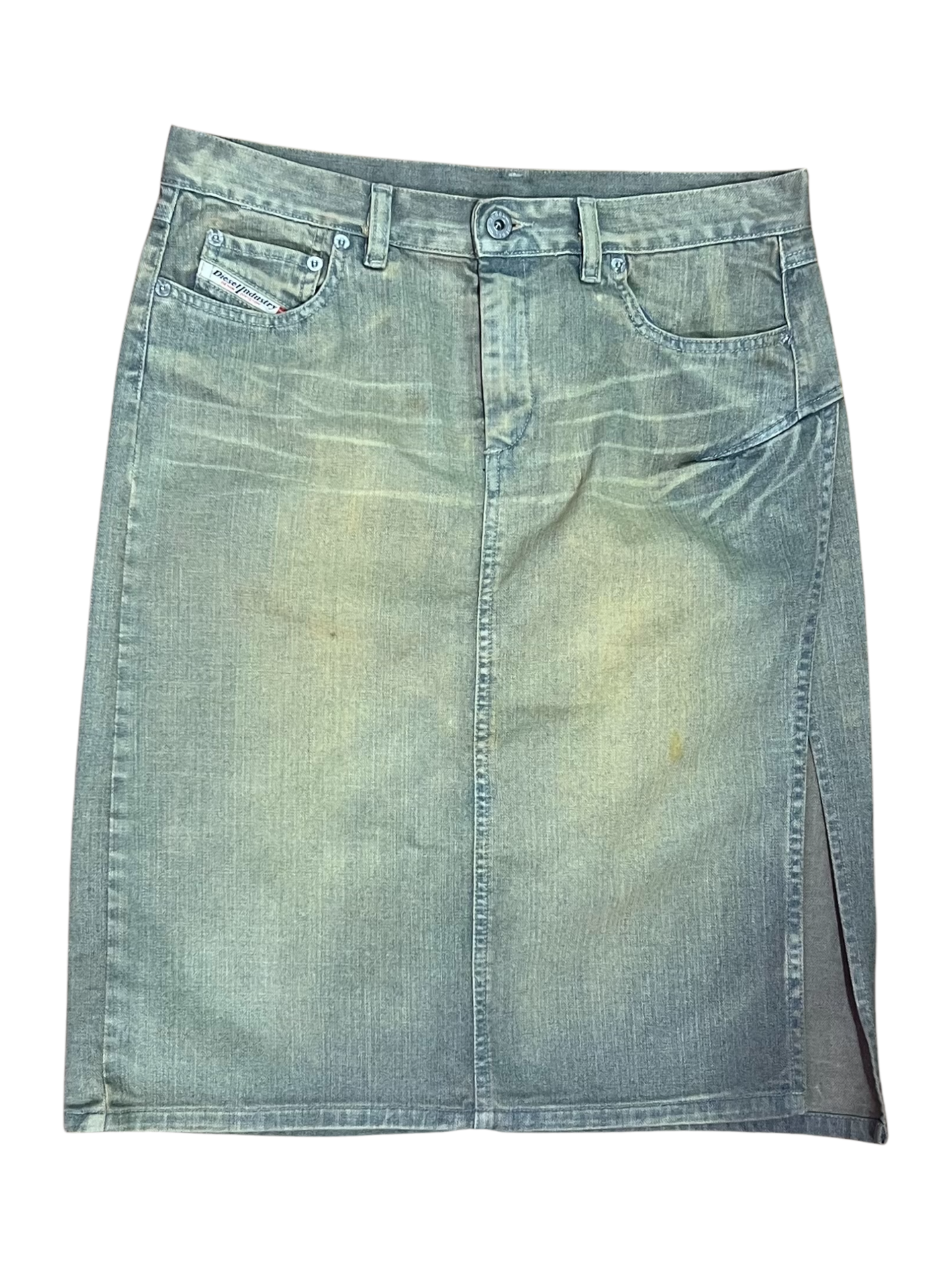 Diesel Y2K Green Wash Denim Skirt