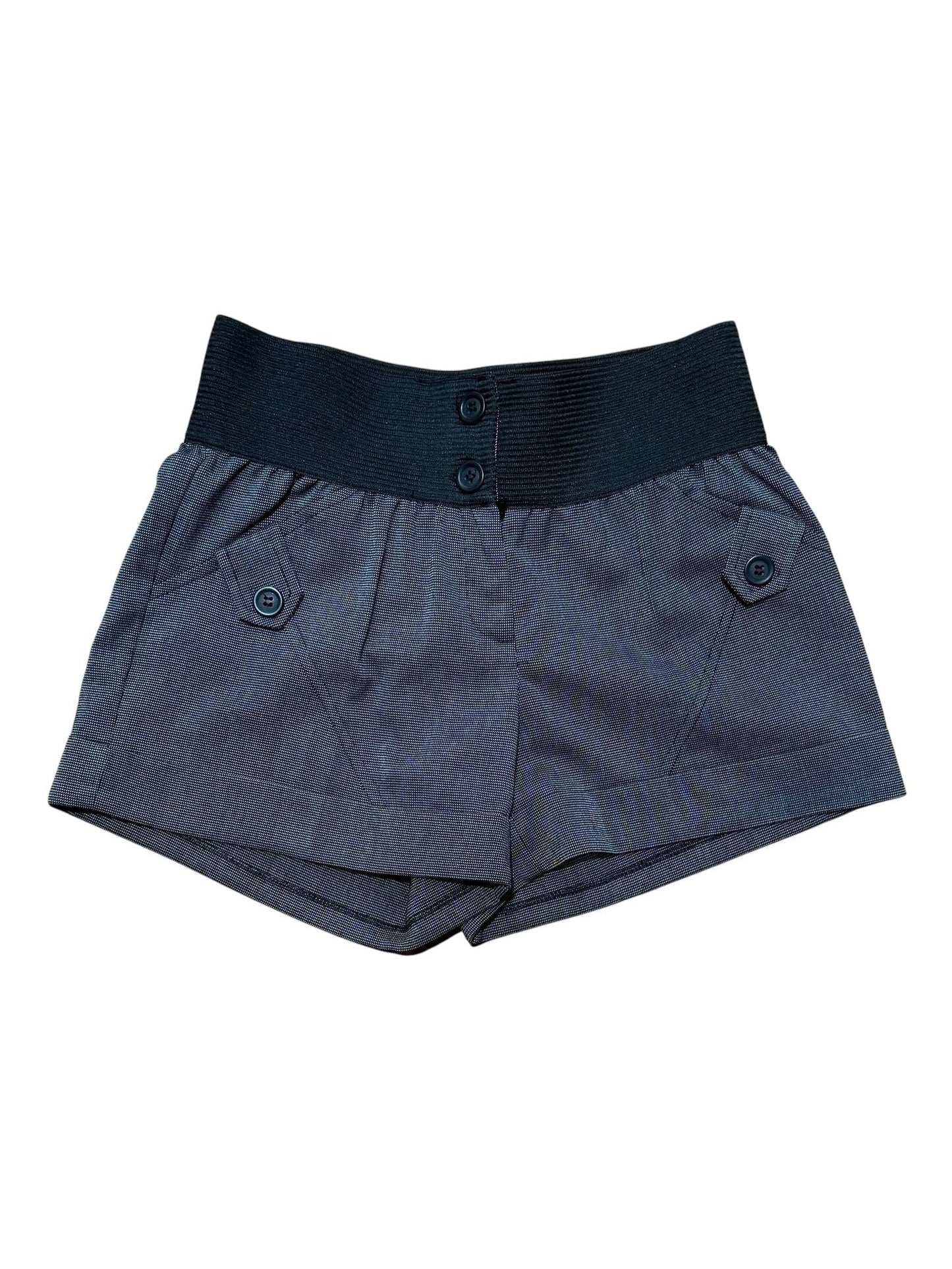 Tailored Elasticated Grey Button Mini Shorts