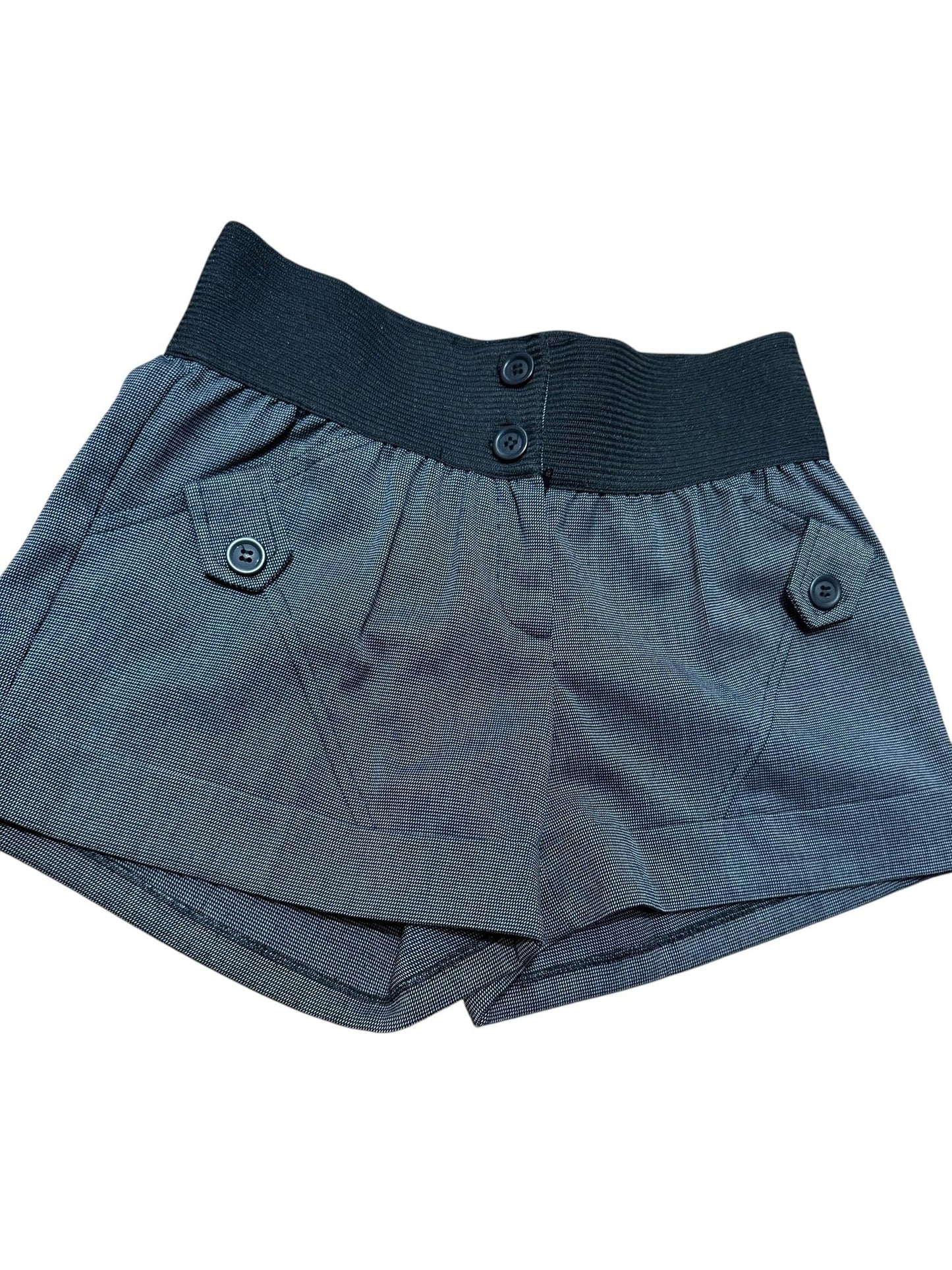 Tailored Elasticated Grey Button Mini Shorts