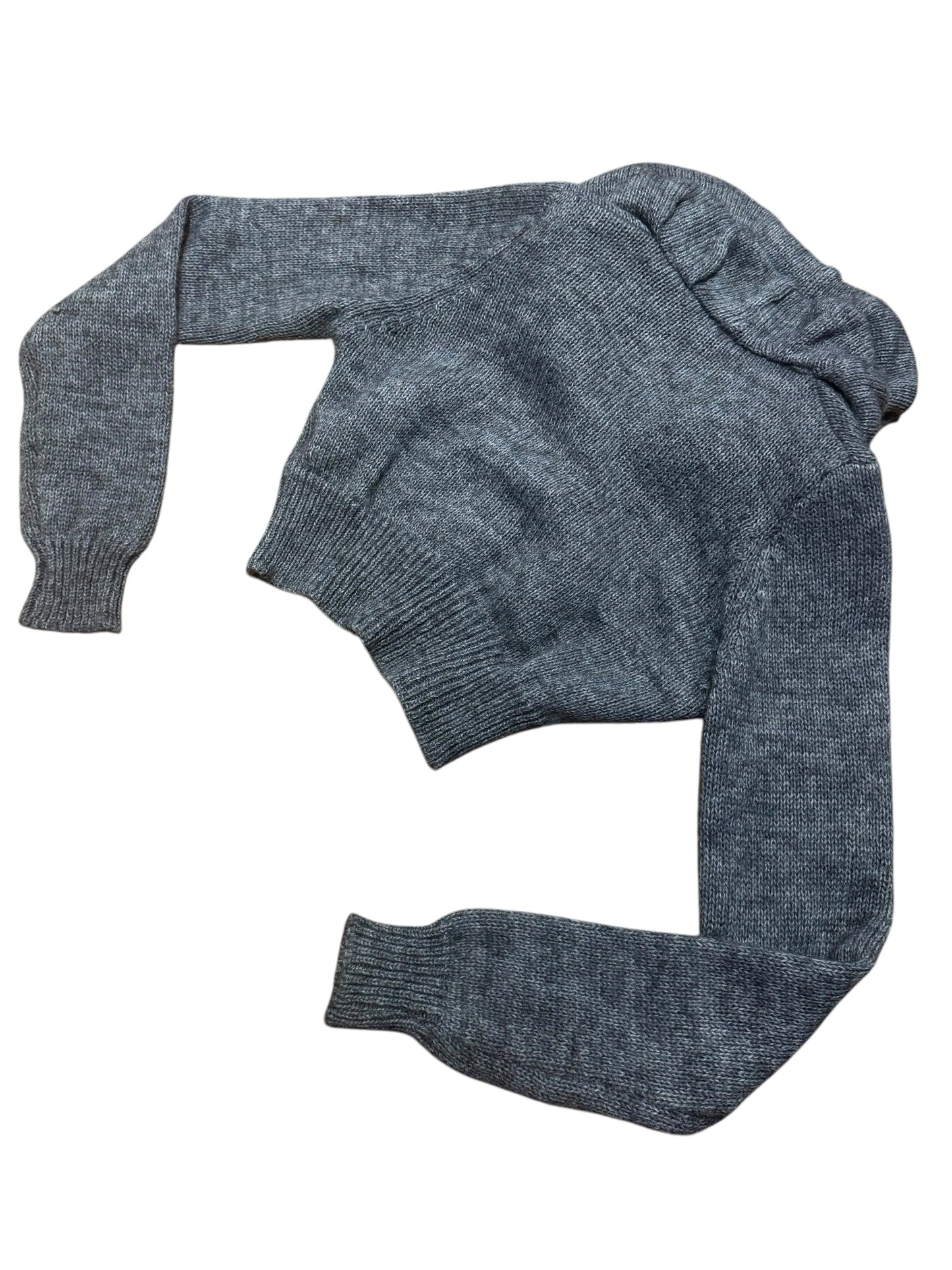 Grey Puff Collar Cropped Mohair Cardigan
