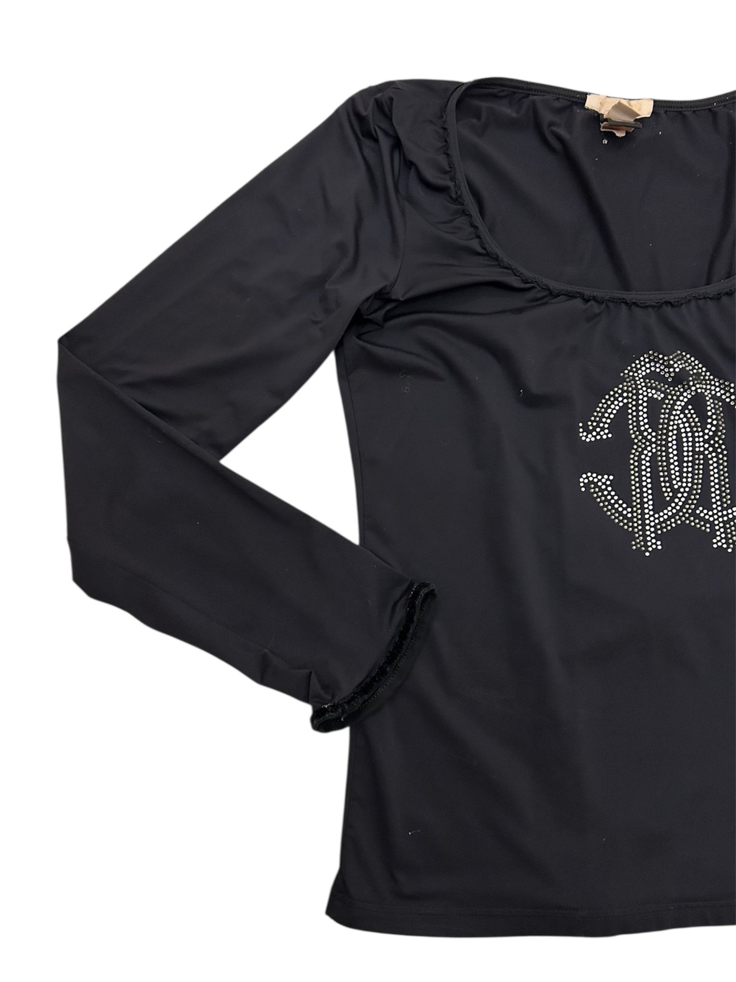 Roberto Cavalli Black Long Sleeve Embellished Top