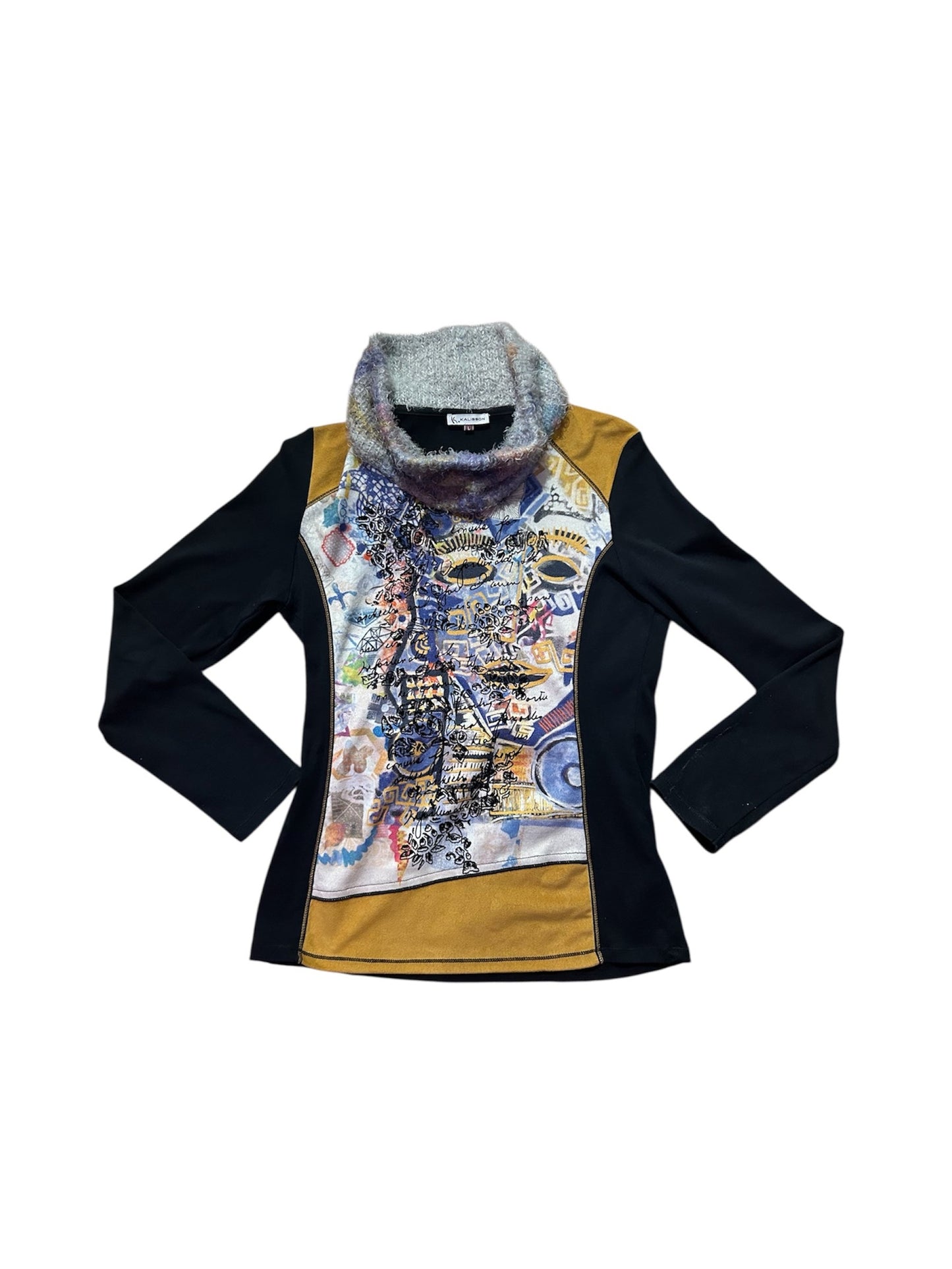Kalisson Pattern Collared Long Sleeve Top