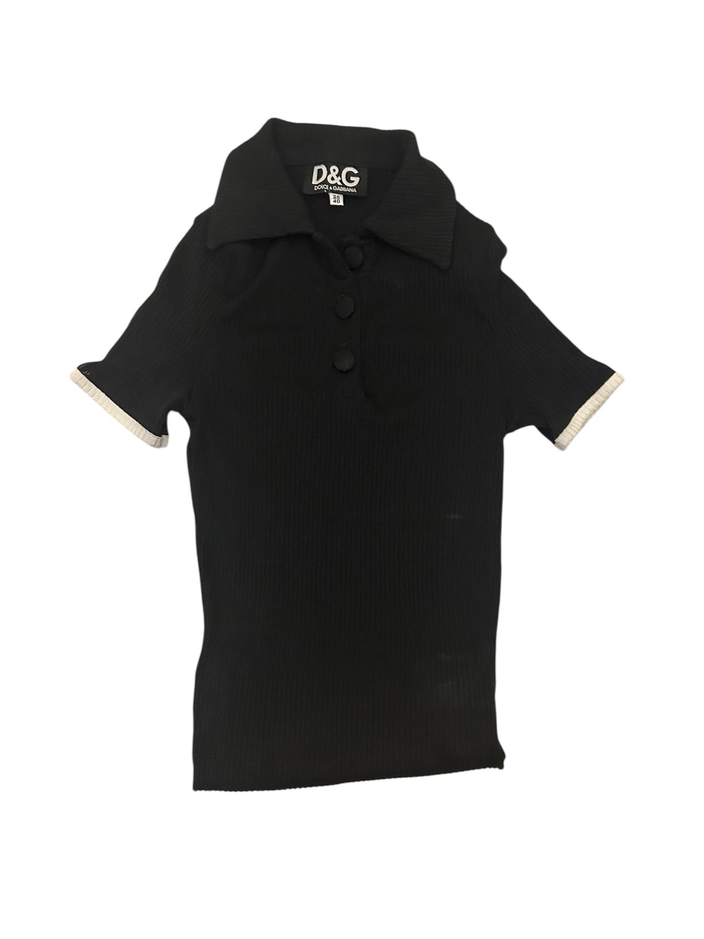 Dolce & Gabbana Black Mesh Collared Top