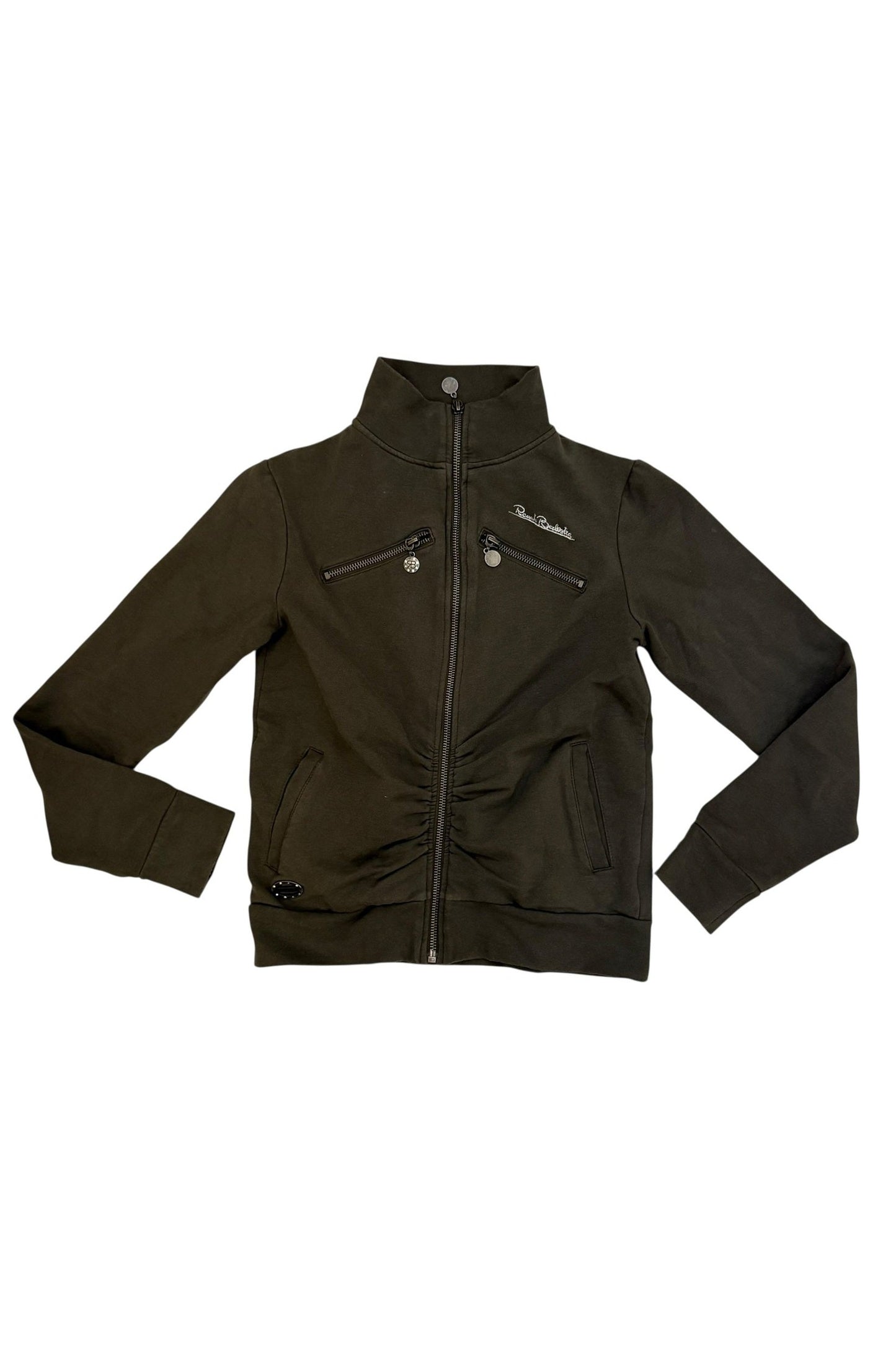 Renato Balestra Zip Up Ruched Khaki Washed Jacket