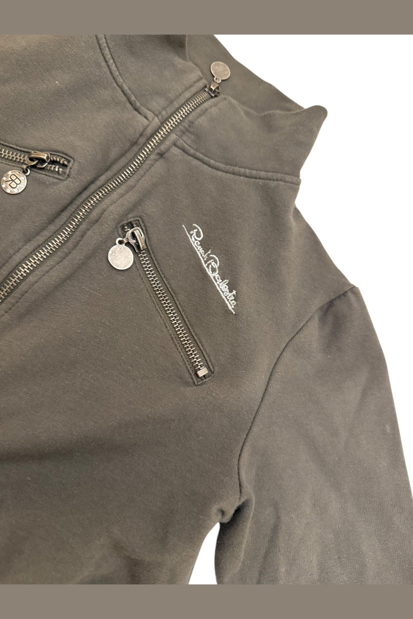 Renato Balestra Zip Up Ruched Khaki Washed Jacket