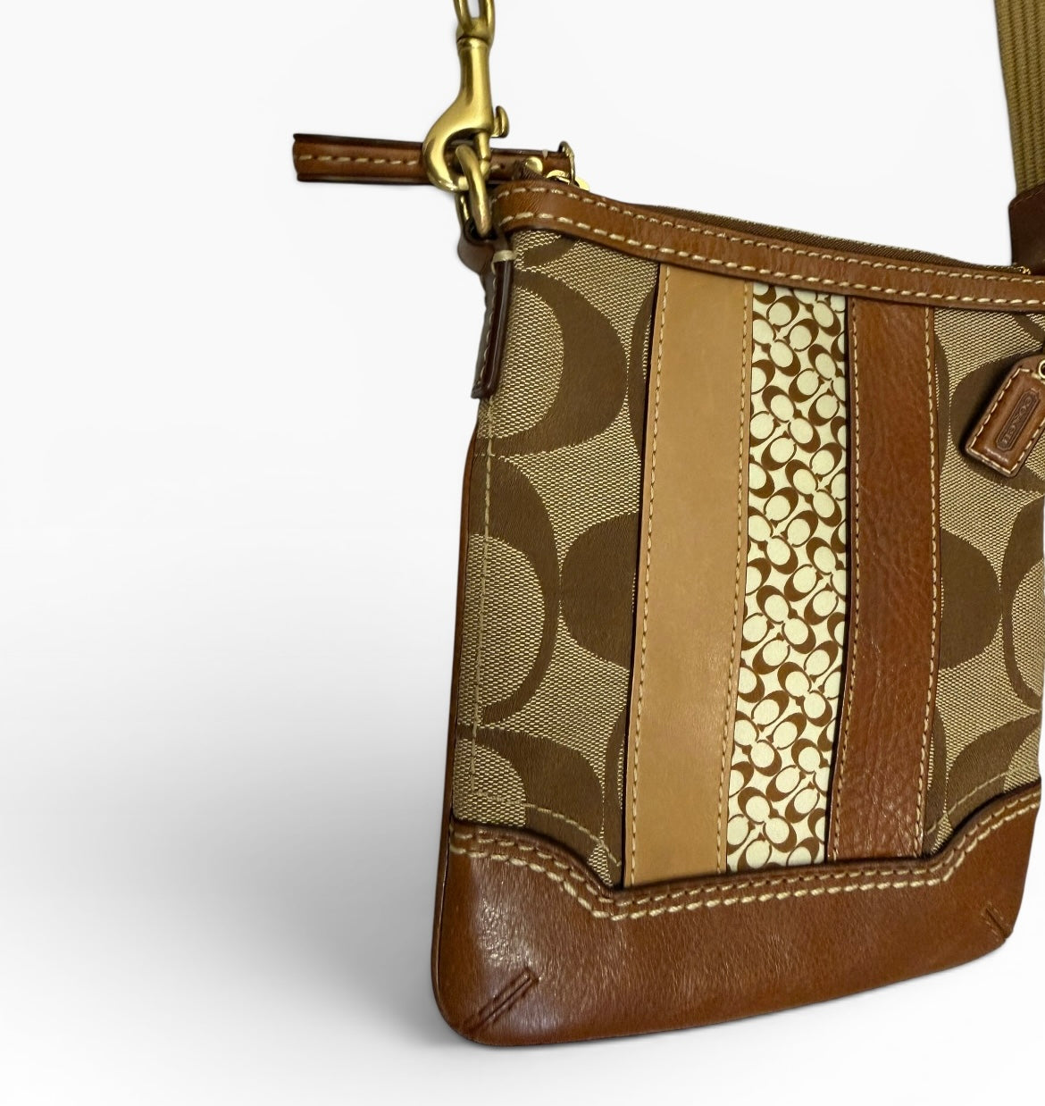 Coach Signature Stripe Swingpack Crossbody Bag