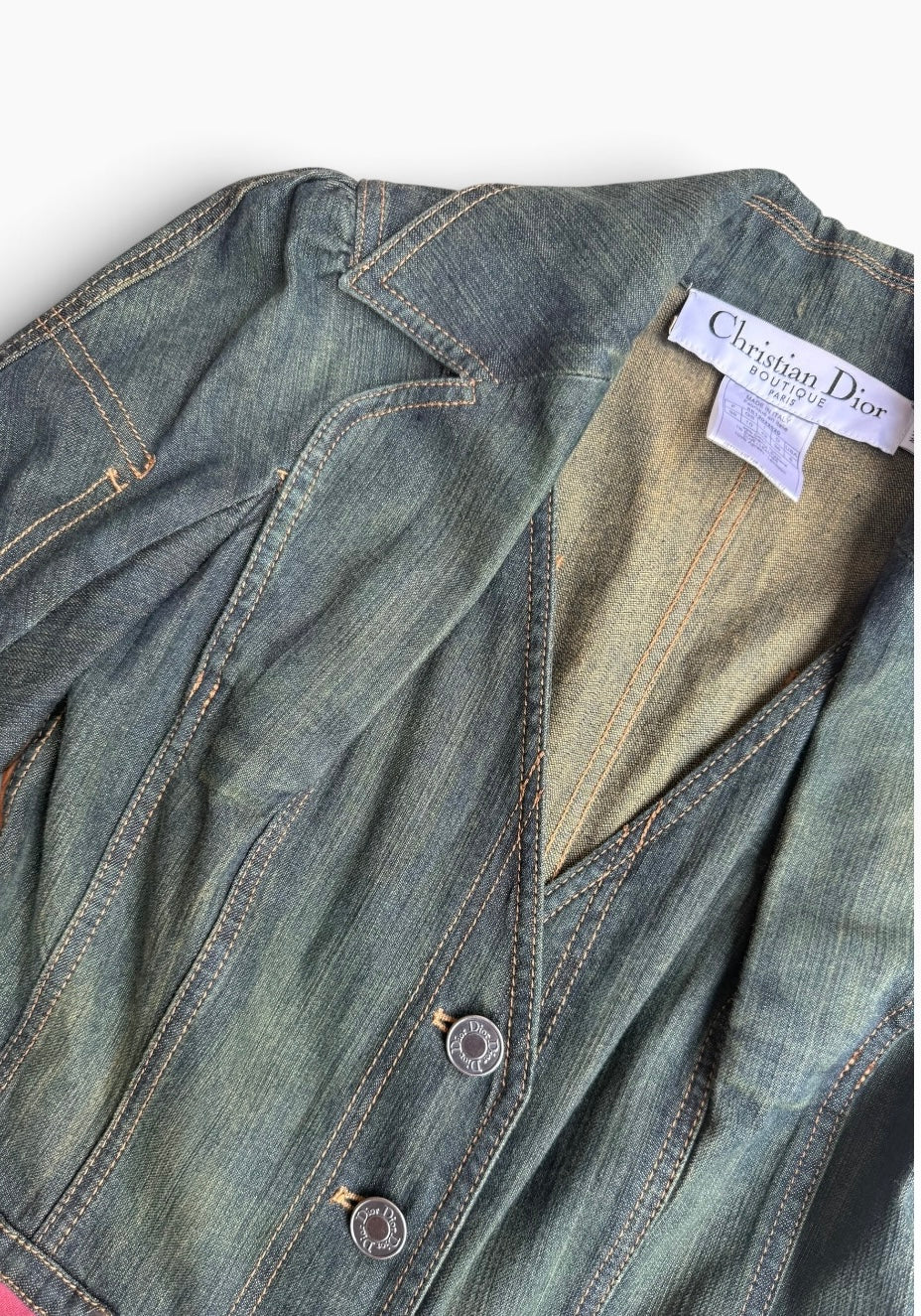Christian Dior By John Galliano Denim & Leather Jacket 2003