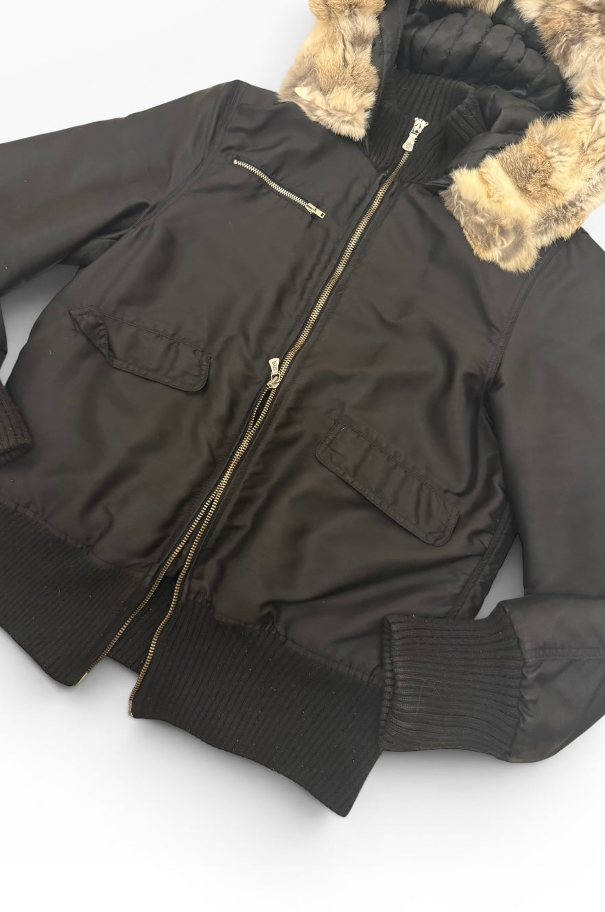 Versace Fur Hooded Puffer Coat