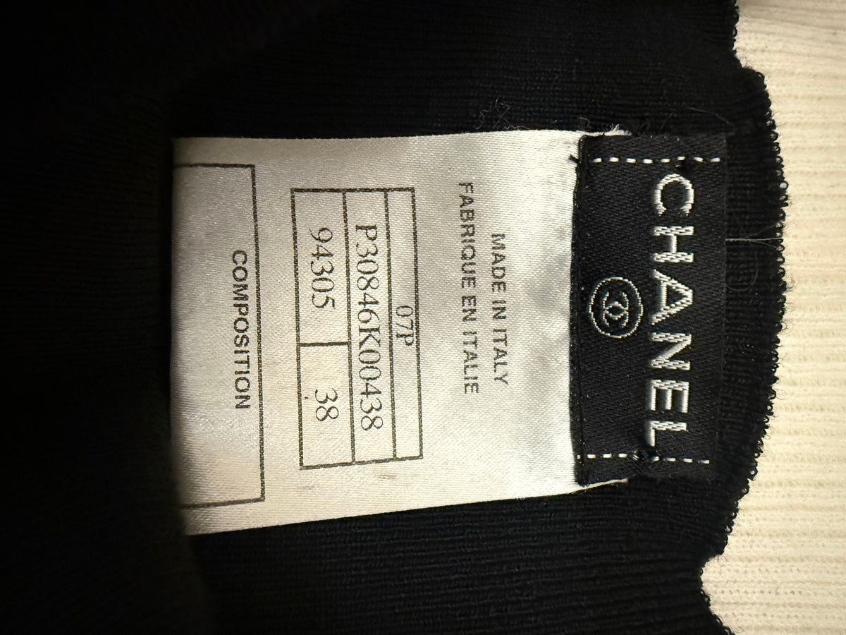 Chanel Spring 2008 Black & Ivory Layered Knit Dress