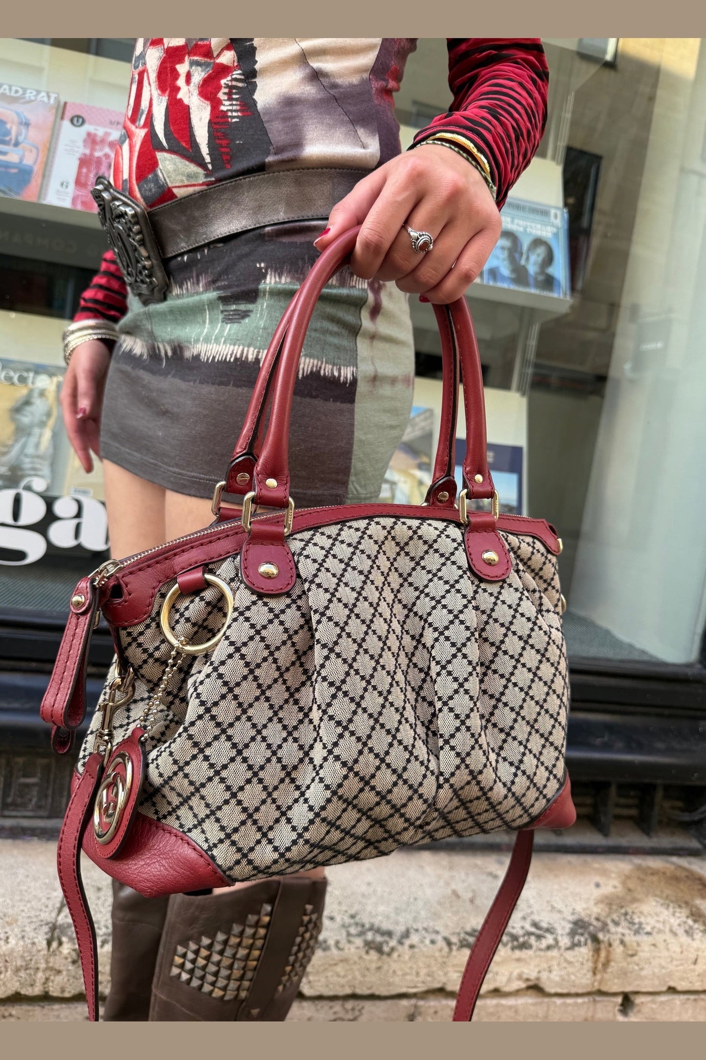 Gucci Leather & Canvas Sukey Shoulder Bag
