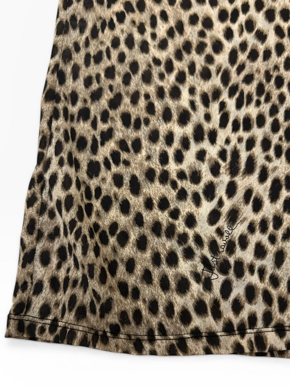 Roberto Cavalli Leopard Print Mesh Top