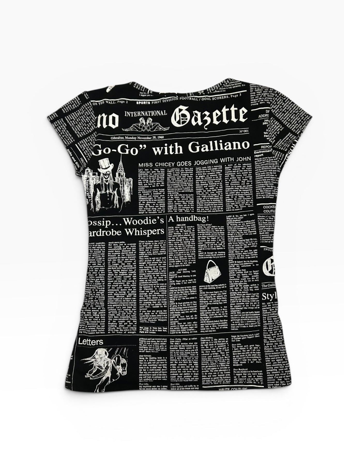 John Galliano Newspaper Graphic Top