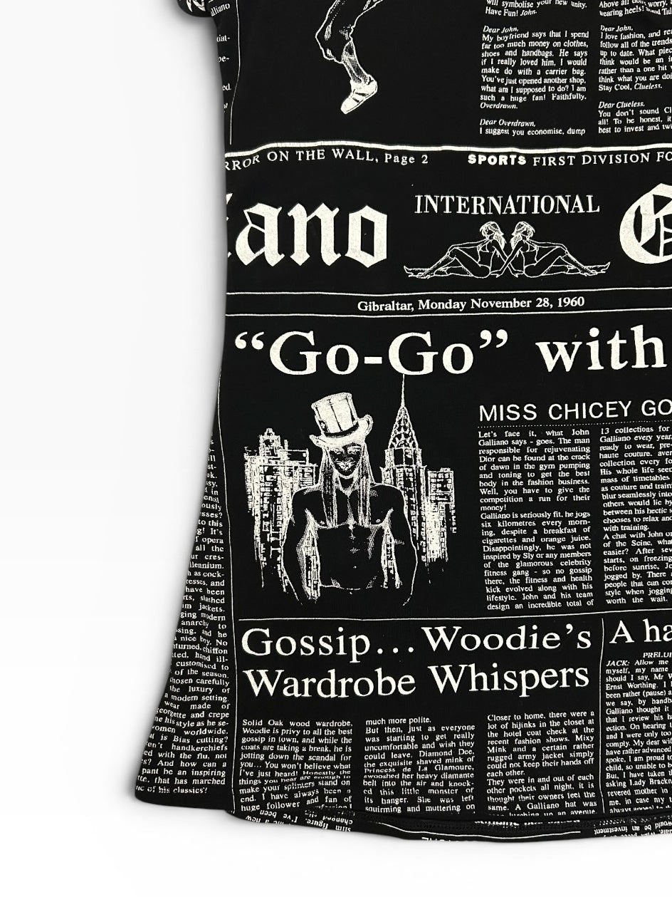 John Galliano Newspaper Graphic Top