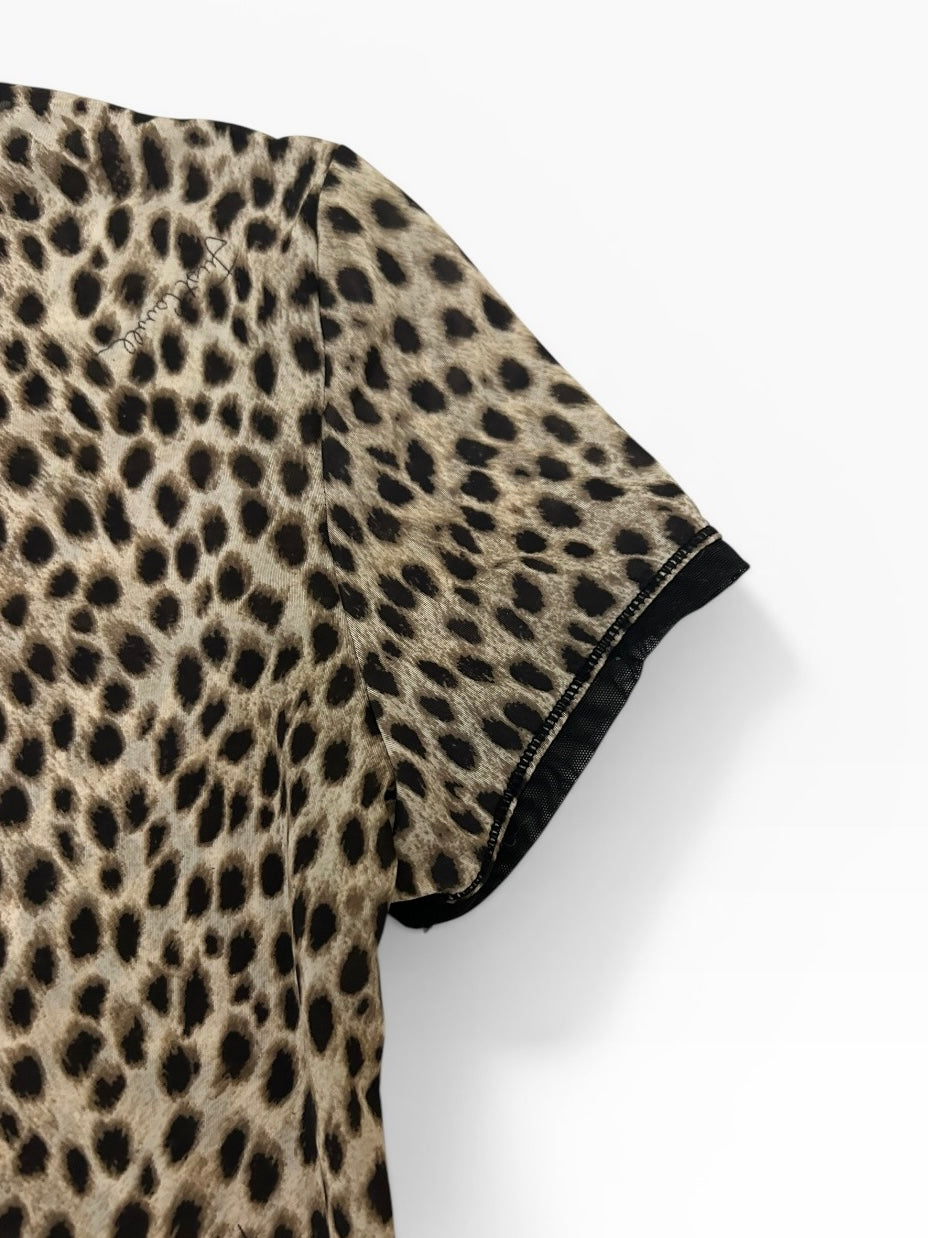 Roberto Cavalli Leopard Print Mesh Top