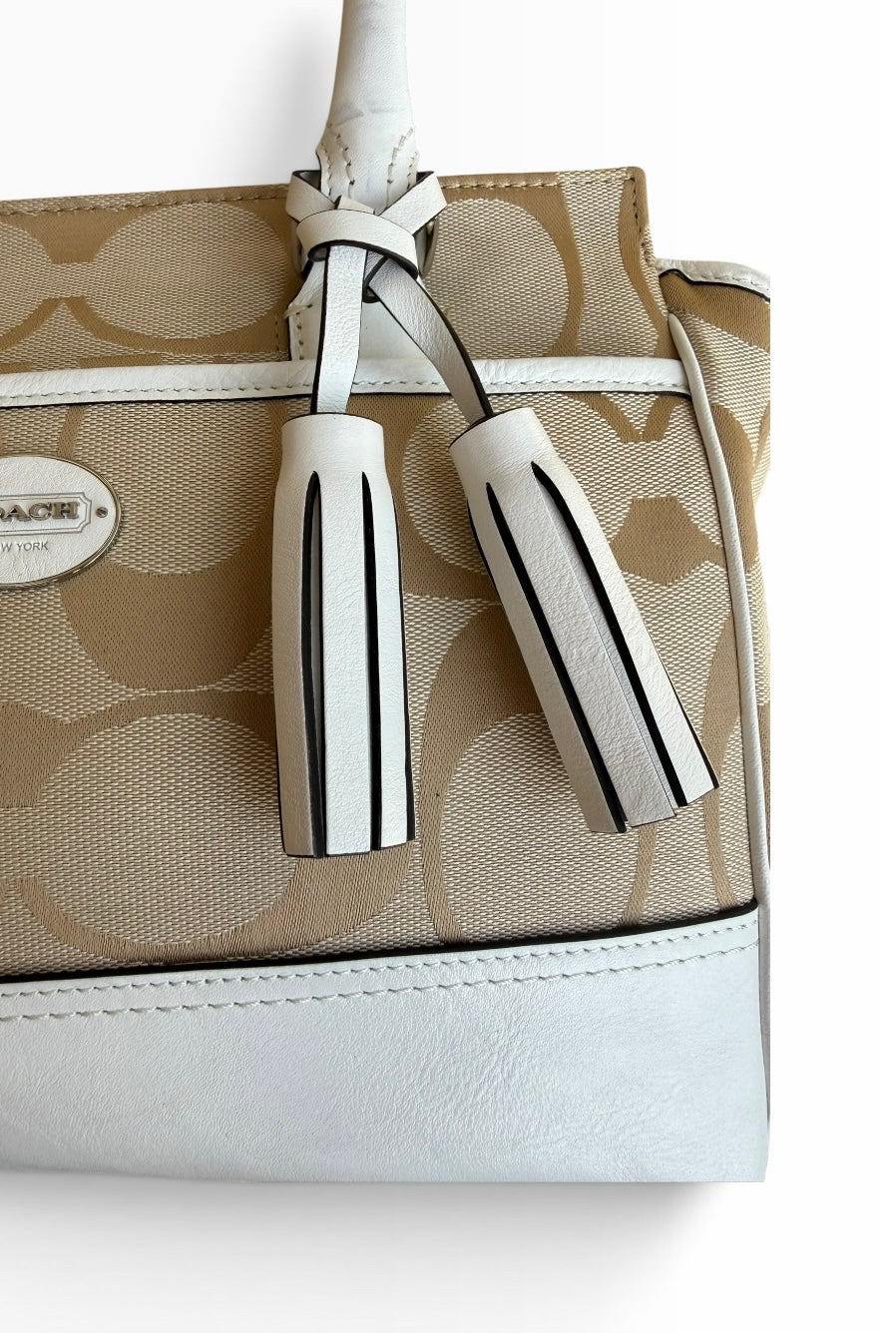 Coach Signature Jacquard Tassel Tote Bag 24204