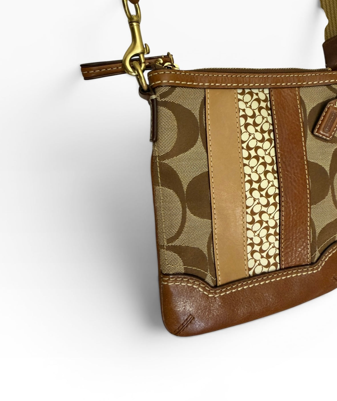 Coach Signature Stripe Swingpack Crossbody Bag