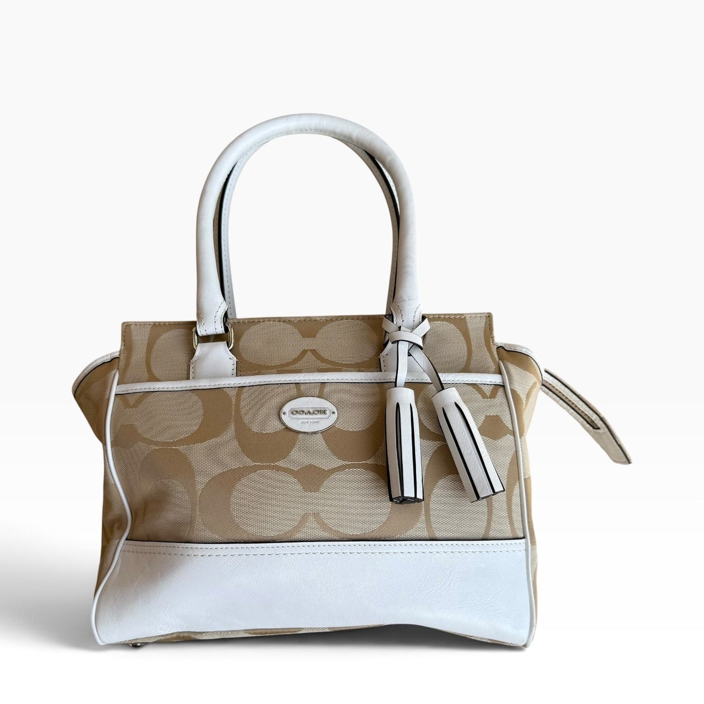 Coach Signature Jacquard Tassel Tote Bag 24204