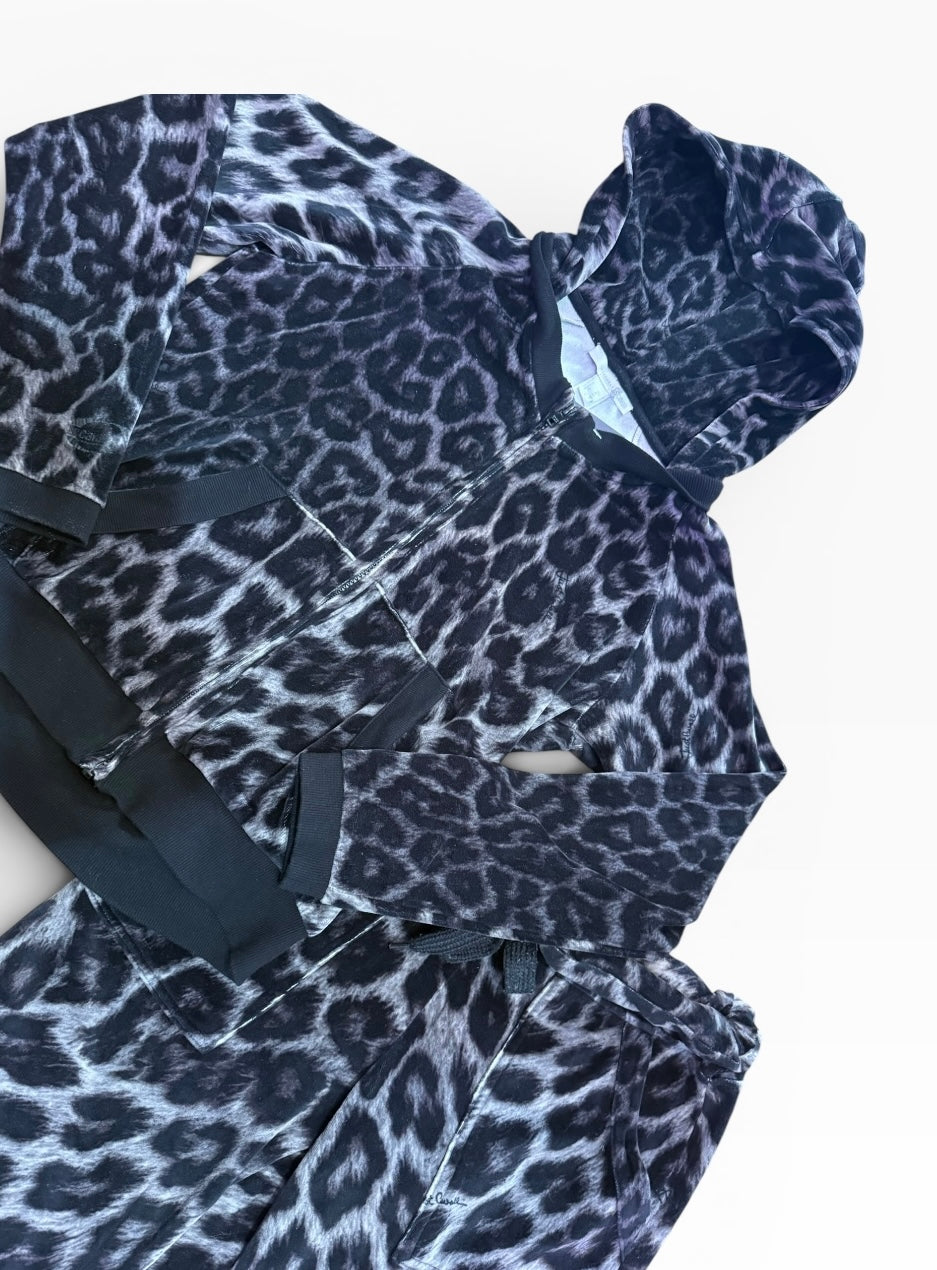 Cavalli Leopard Print Grey Velvet Tracksuit
