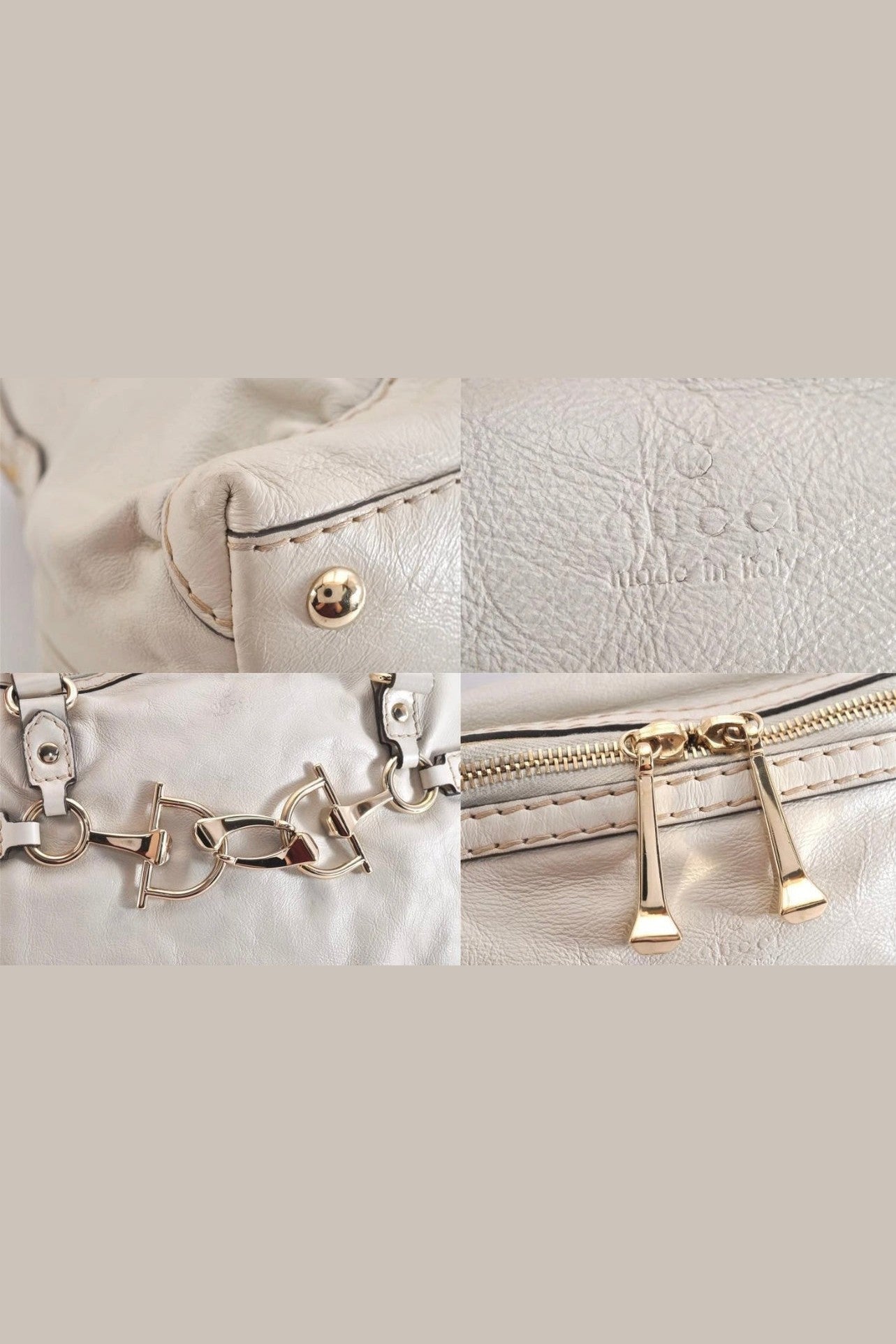 Gucci Horsebit Leather White Shoulder Bag